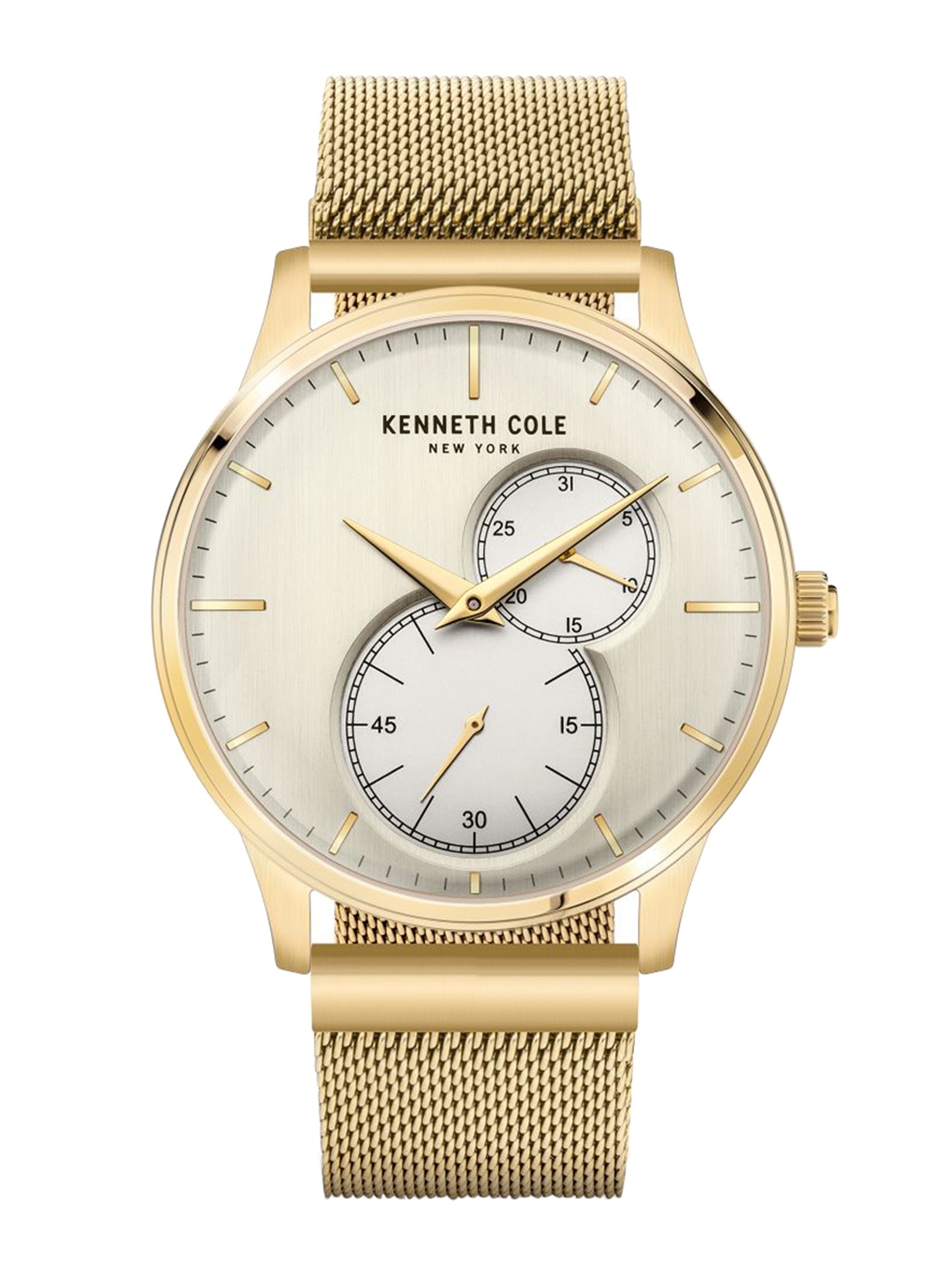 Kenneth Cole Men Champagne-Toned Dial & Bracelet Style Analogue Watch KCWGK2125202MN
Kenneth Cole Men Champagne-Toned Dial & Bracelet Style Analogue Watch KCWGK2125202MN