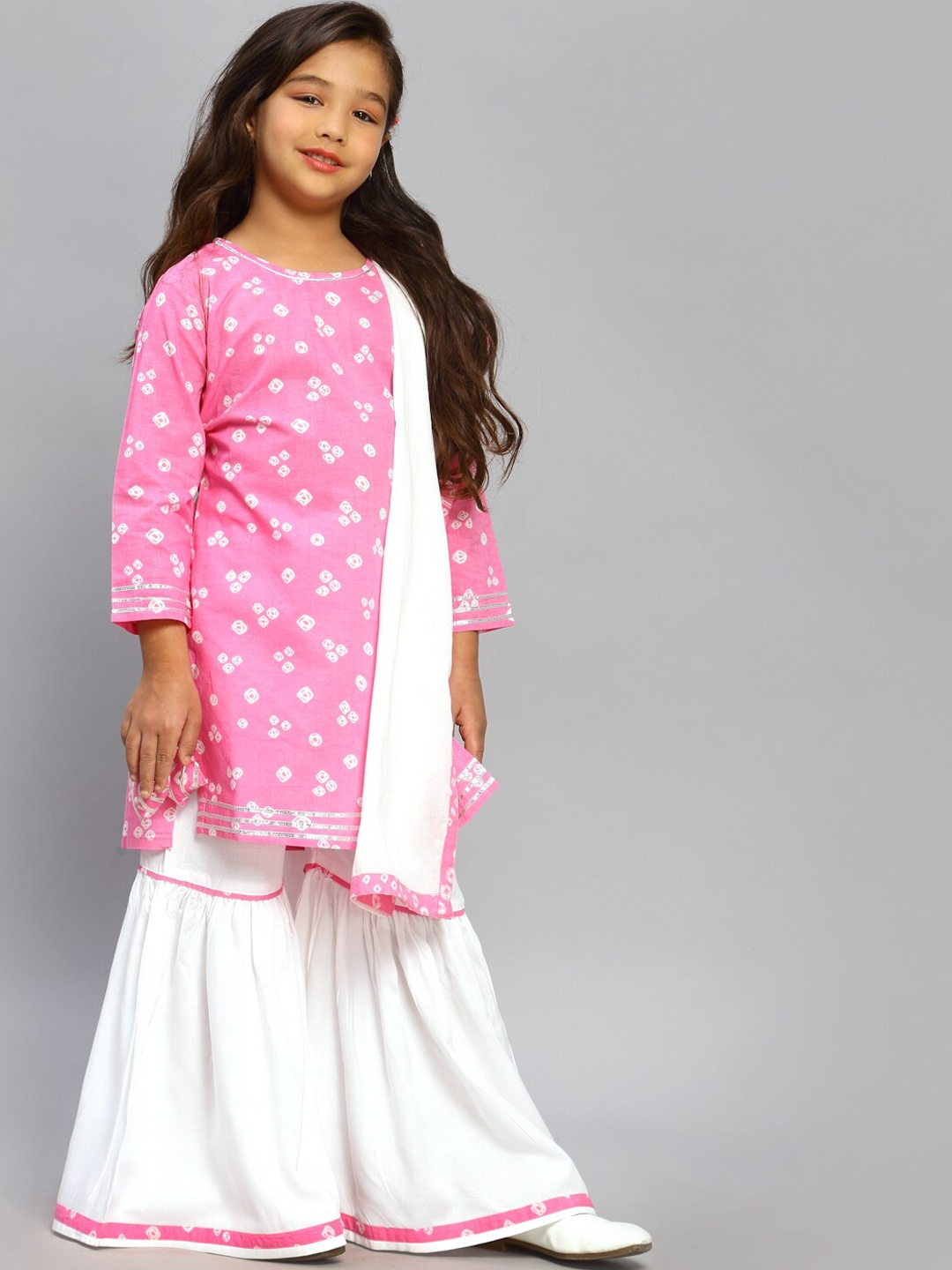 NISHAB Girls Pink Floral Embroidered Layered Pure Cotton Kurti with Skirt & With Dupatta
NISHAB Girls Pink Floral Embroidered Layered Pure Cotton Kurti with Skirt & With Dupatta