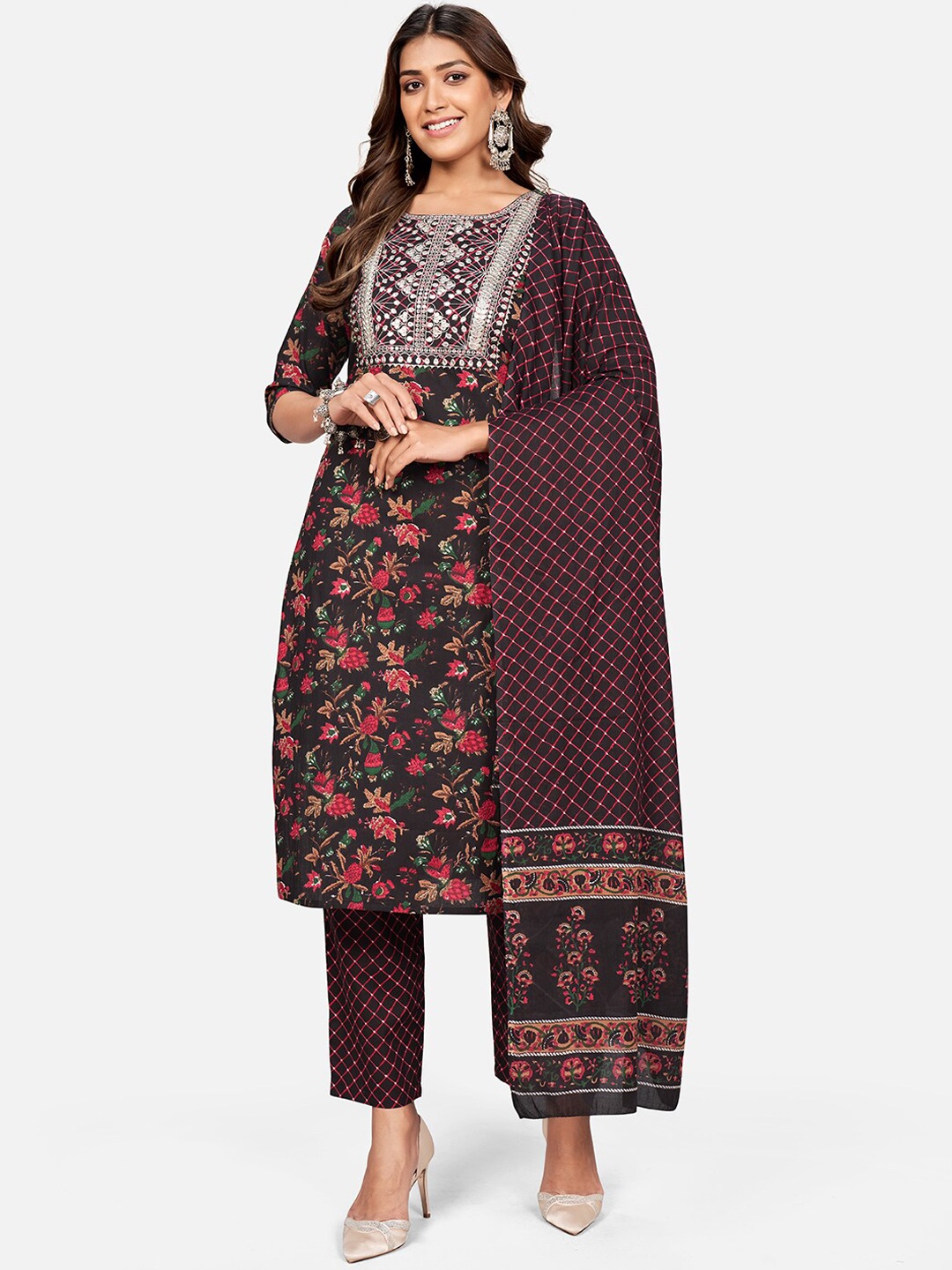 KALINI Women Black Ethnic Motifs Printed Pure Cotton Kurta Trousers Set With Dupatta
KALINI Women Black Ethnic Motifs Printed Pure Cotton Kurta Trousers Set With Dupatta