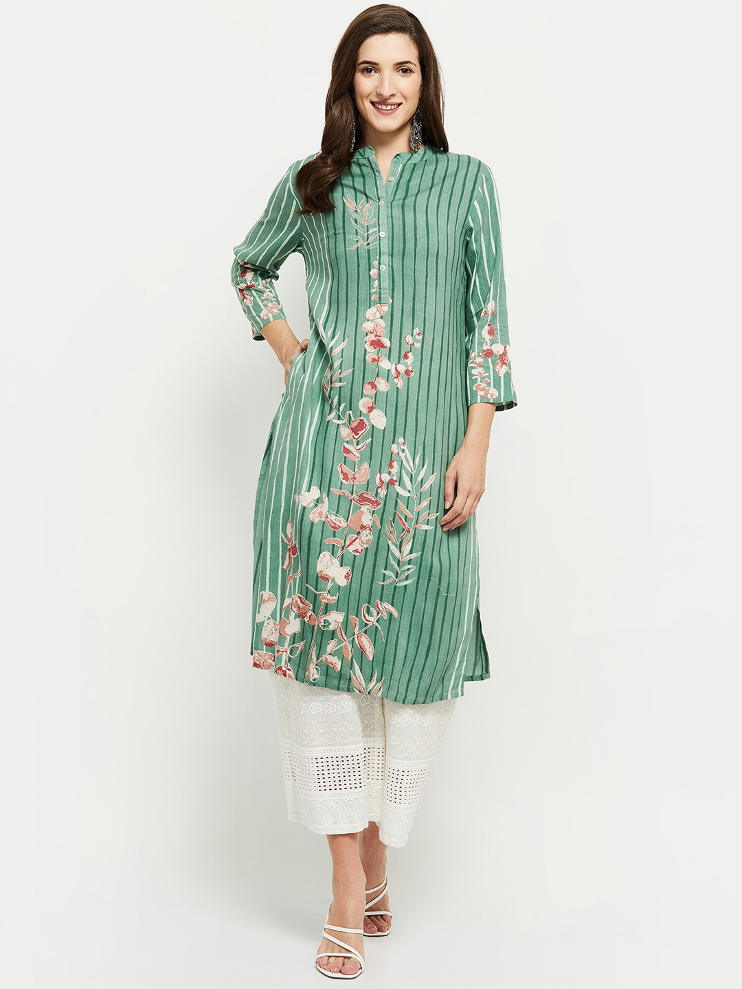 max Women Green Printed Kurta