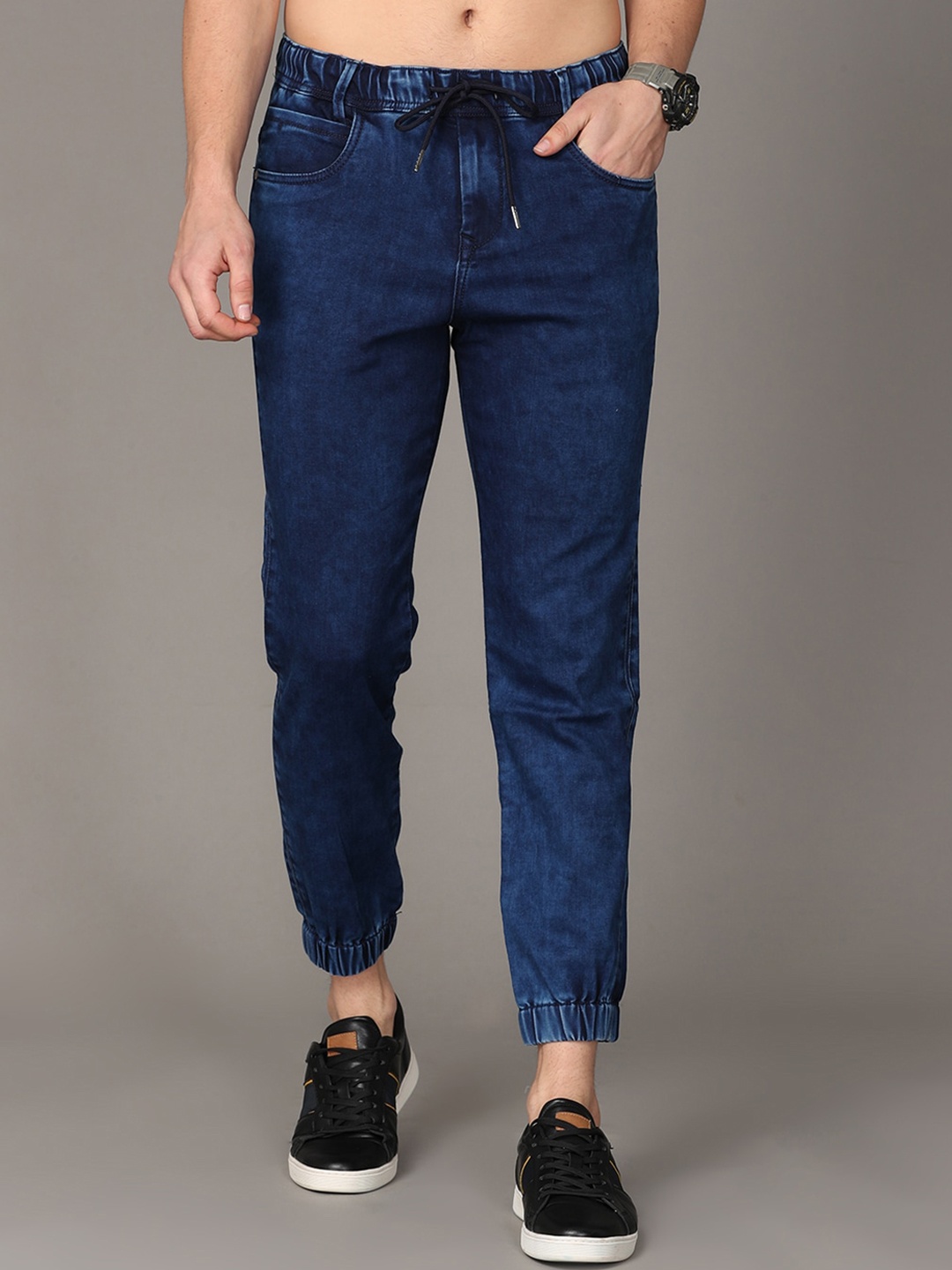 Jean Cafe Men Blue Jogger Fit Organic Cotton Jeans