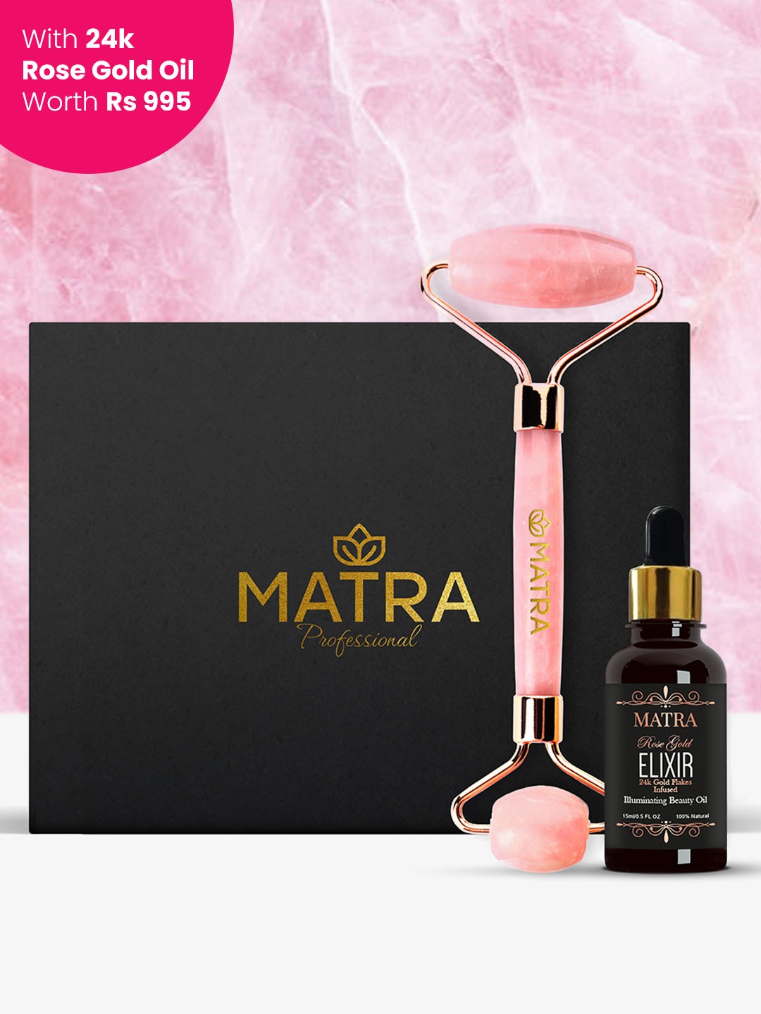 MATRA Pure Rose Quartz Roller Massager with Free 24k Rose Gold Beauty Oil 15 ml, Pink
MATRA Pure Rose Quartz Roller Massager with Free 24k Rose Gold Beauty Oil 15 ml, Pink