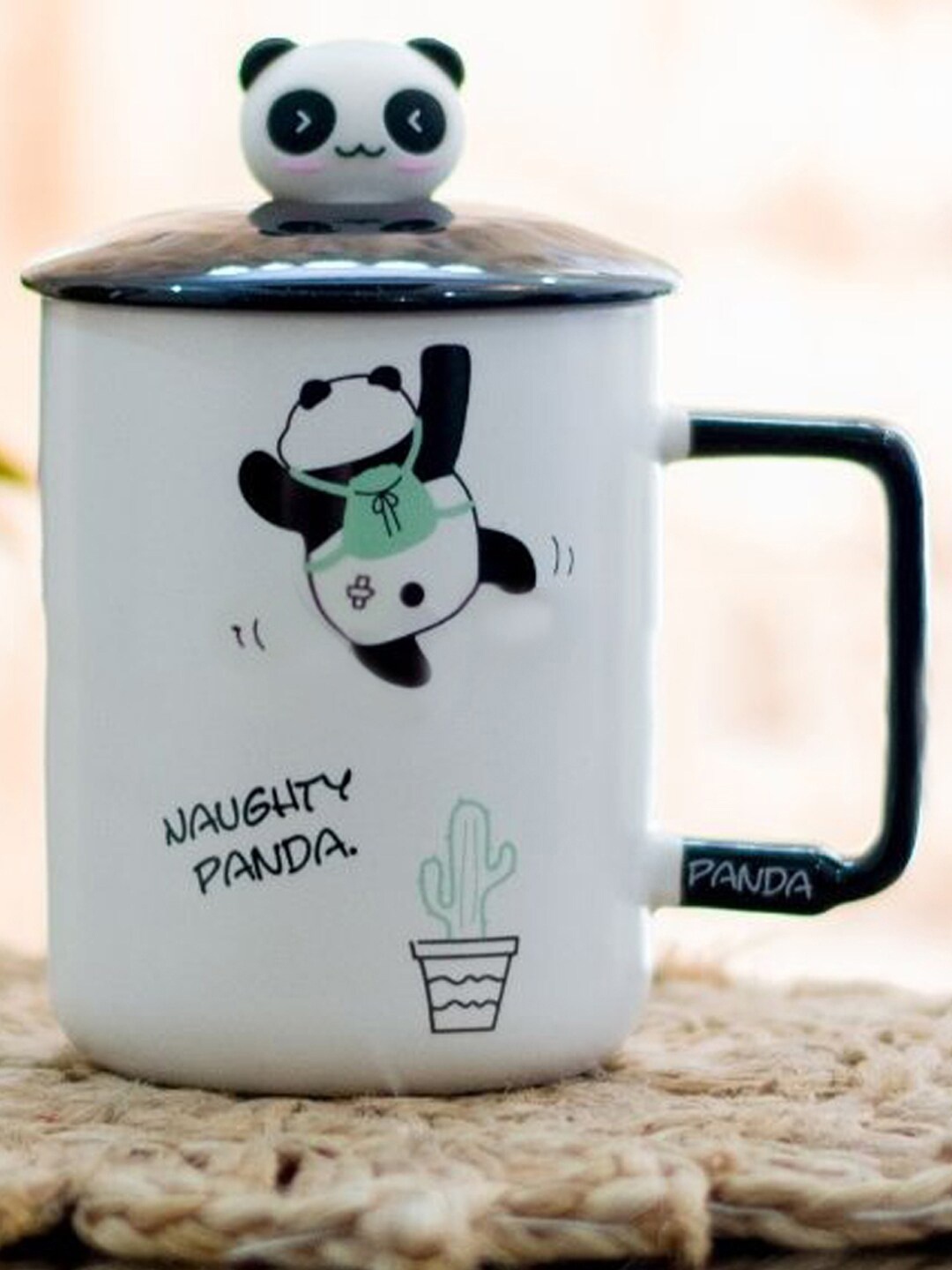 BonZeaL White & Black Panda Printed Ceramic Glossy Mug With Lid & Spoon 300 ml
BonZeaL White & Black Panda Printed Ceramic Glossy Mug With Lid & Spoon 300 ml