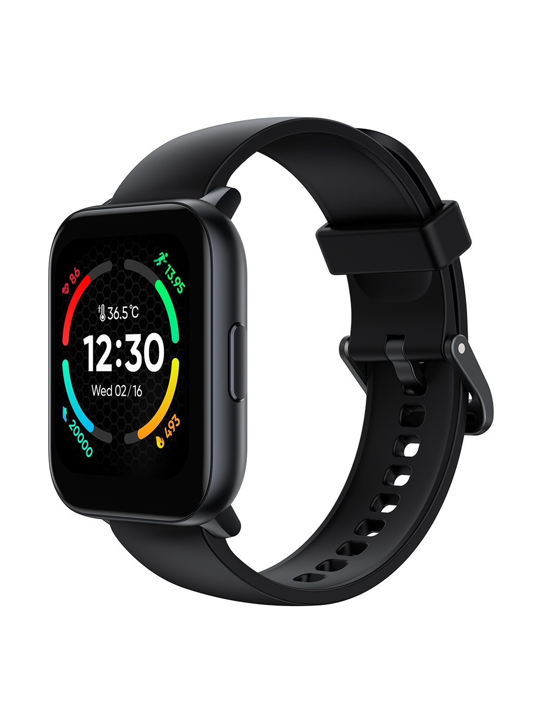 Realme Black Strap TechLife Watch S100 1.69 HD Display with Temperature Sensor Smartwatch
Realme Black Strap TechLife Watch S100 1.69 HD Display with Temperature Sensor Smartwatch