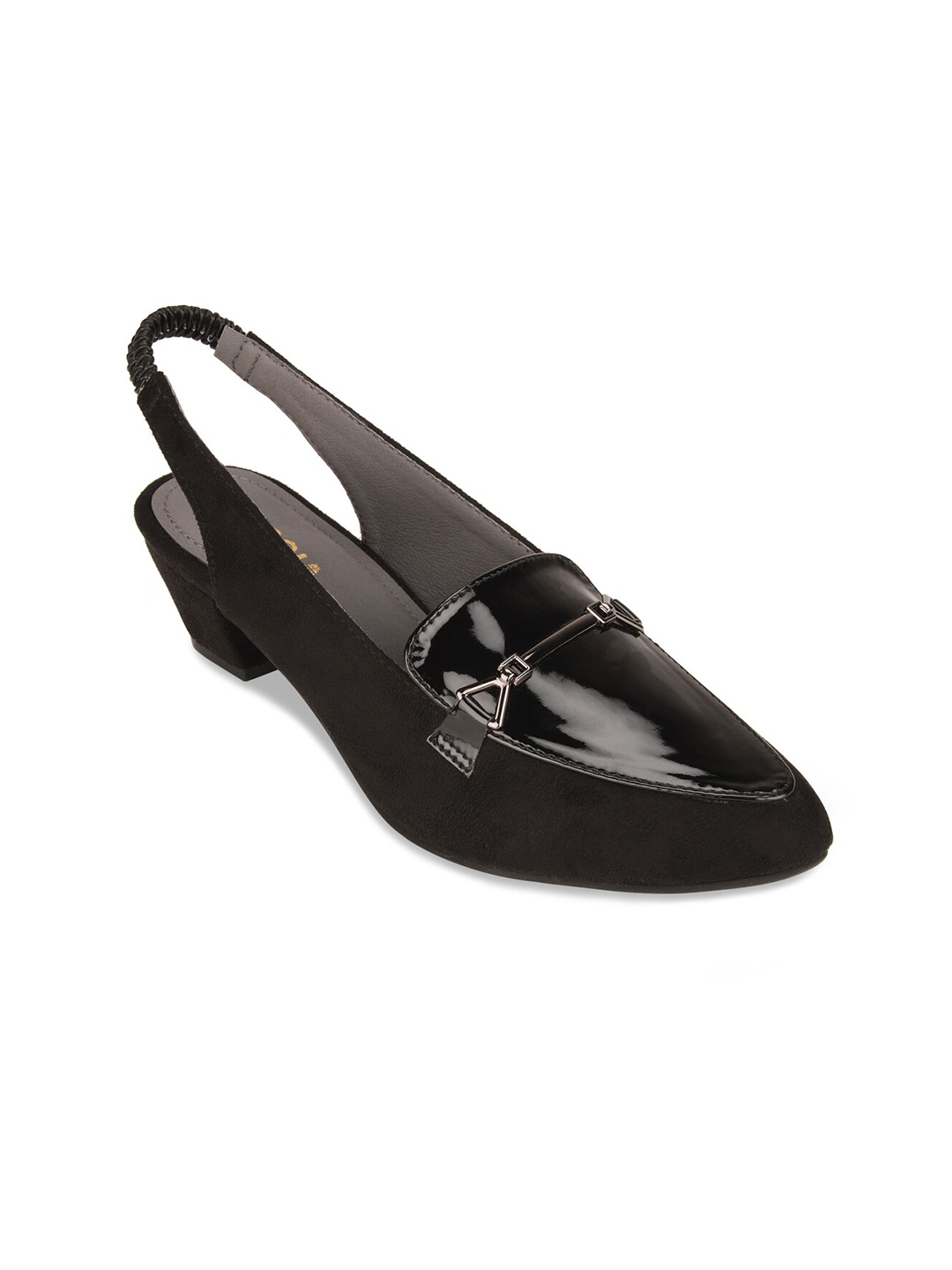 Rocia Black Block Heeled Pumps