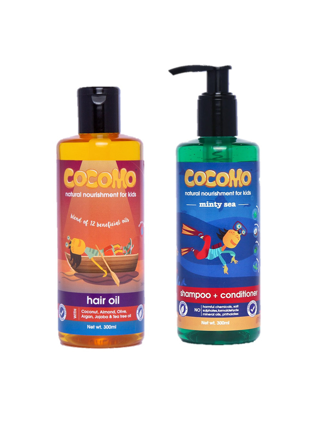COCOMO Kids Sustainable Set of Hair Oil with Coconut & Minty Sea Shampoo + Conditioner 300 ml Each, Red 
COCOMO Kids Sustainable Set of Hair Oil with Coconut & Minty Sea Shampoo + Conditioner 300 ml Each, Red