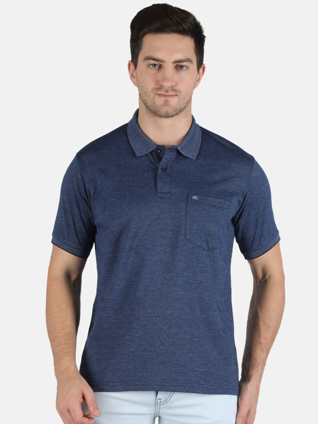Monte Carlo Men Blue Polo Collar T-shirt 
Monte Carlo Men Blue Polo Collar T-shirt