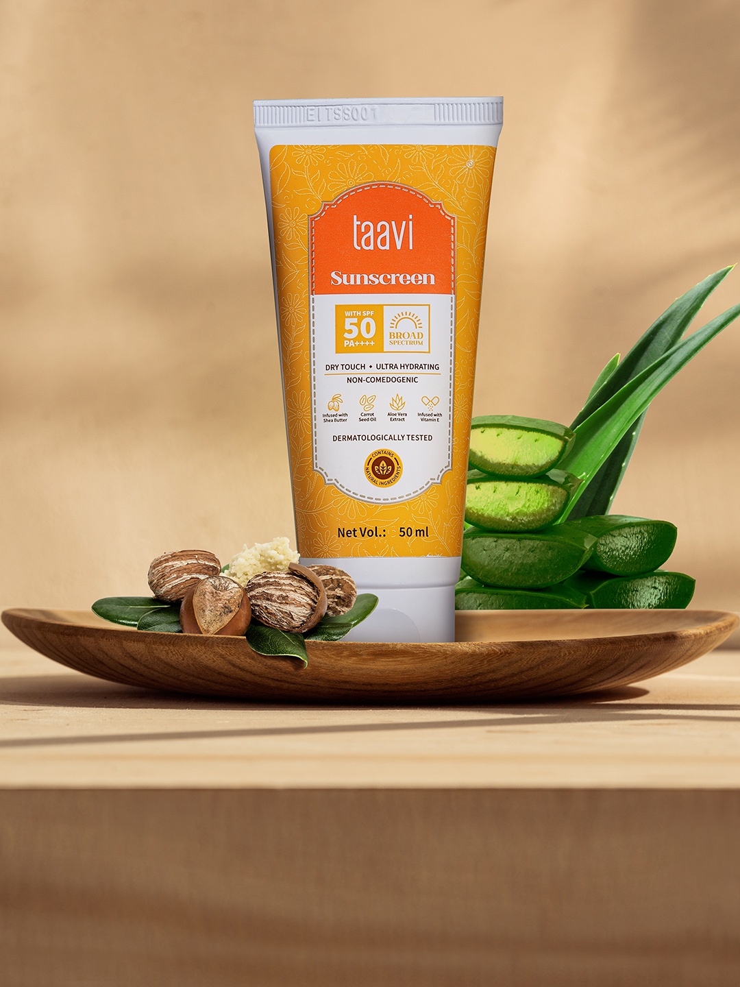 Taavi Broad Spectrum SPF 50 PA++++ Sunscreen with Shea Butter & Carrot Seed Oil 50 ml, Yellow
Taavi Broad Spectrum SPF 50 PA++++ Sunscreen with Shea Butter & Carrot Seed Oil 50 ml, Yellow