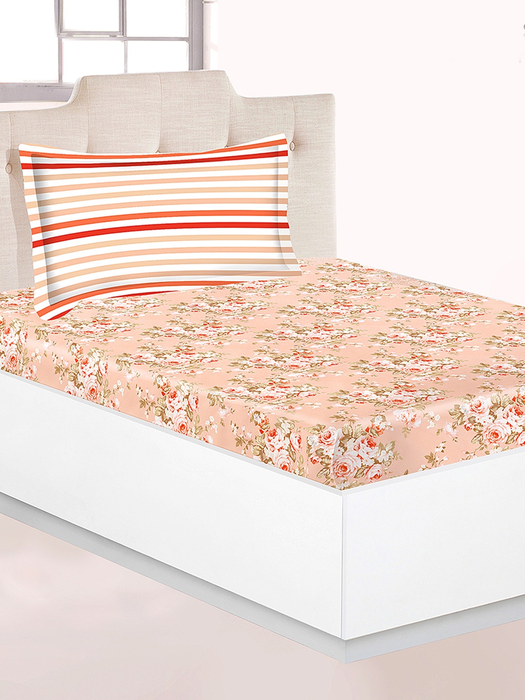 Athome by Nilkamal Peach & Orange Printed 144 TC Single Bedsheet with 1 Pillow Cover
Athome by Nilkamal Peach & Orange Printed 144 TC Single Bedsheet with 1 Pillow Cover