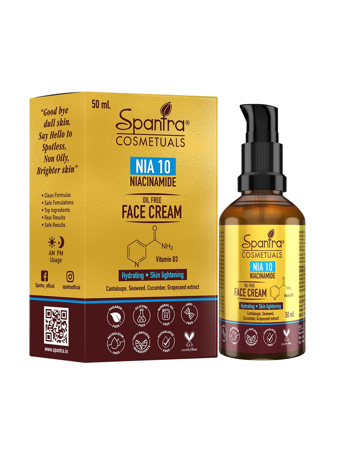 Spantra NIA 10 Niacinamide Oil Free Face Cream For Dark Spot Reduction - 50 ml, Gold
Spantra NIA 10 Niacinamide Oil Free Face Cream For Dark Spot Reduction - 50 ml, Gold