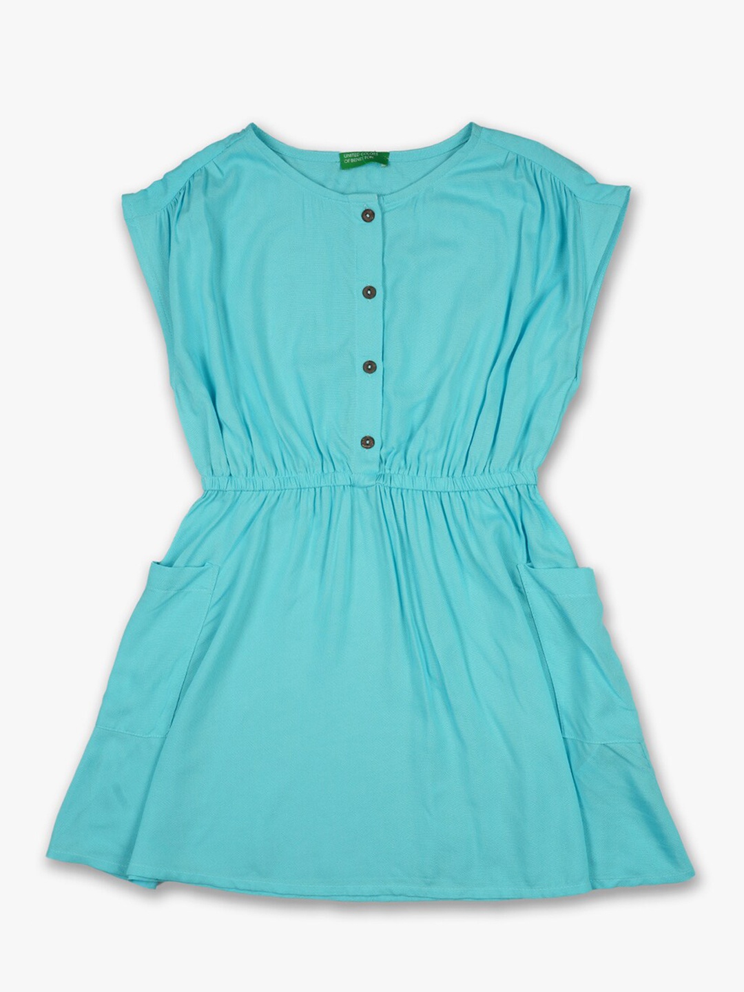 United Colors of Benetton Girls Blue Solid Blouson Dress