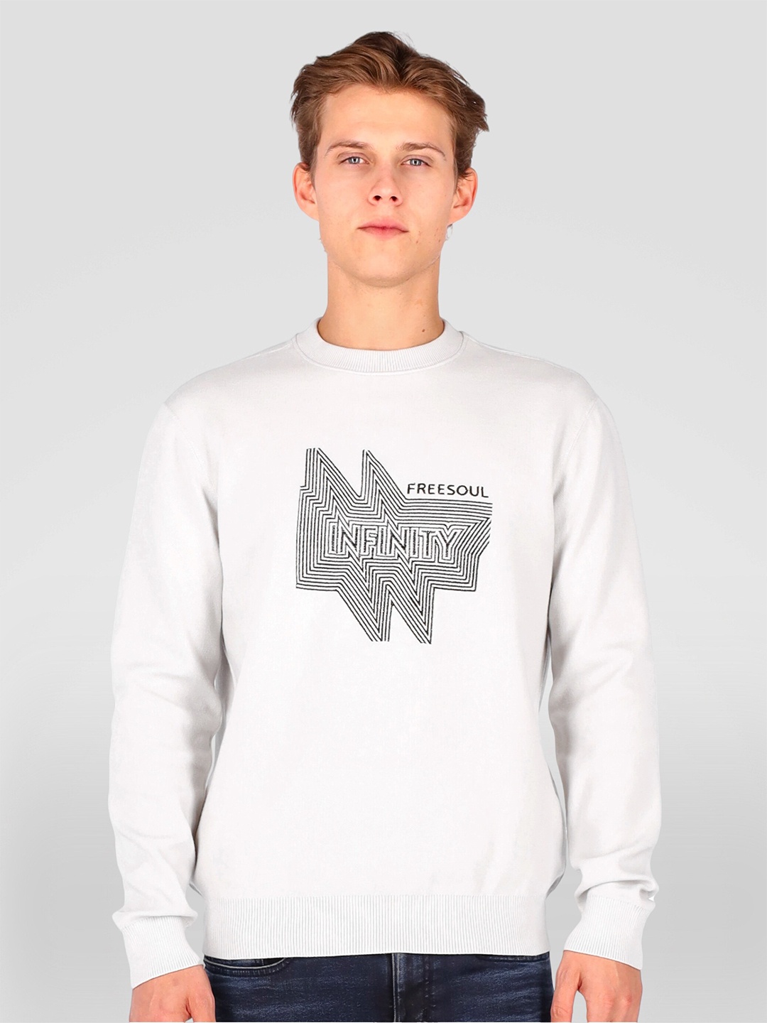 FREESOUL Men Grey Printed Sweatshirt