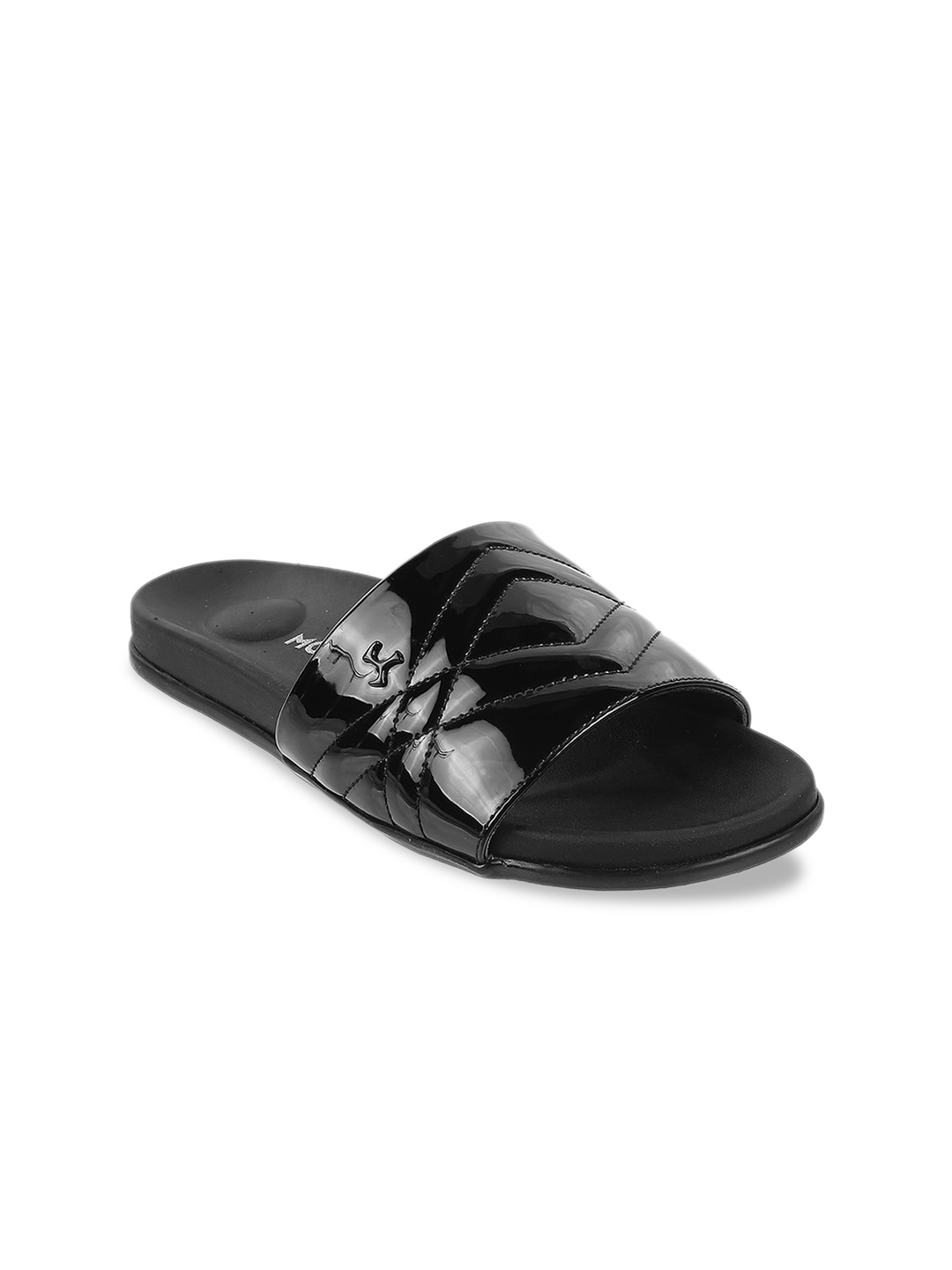 Mochi Women Black Open Toe Flats