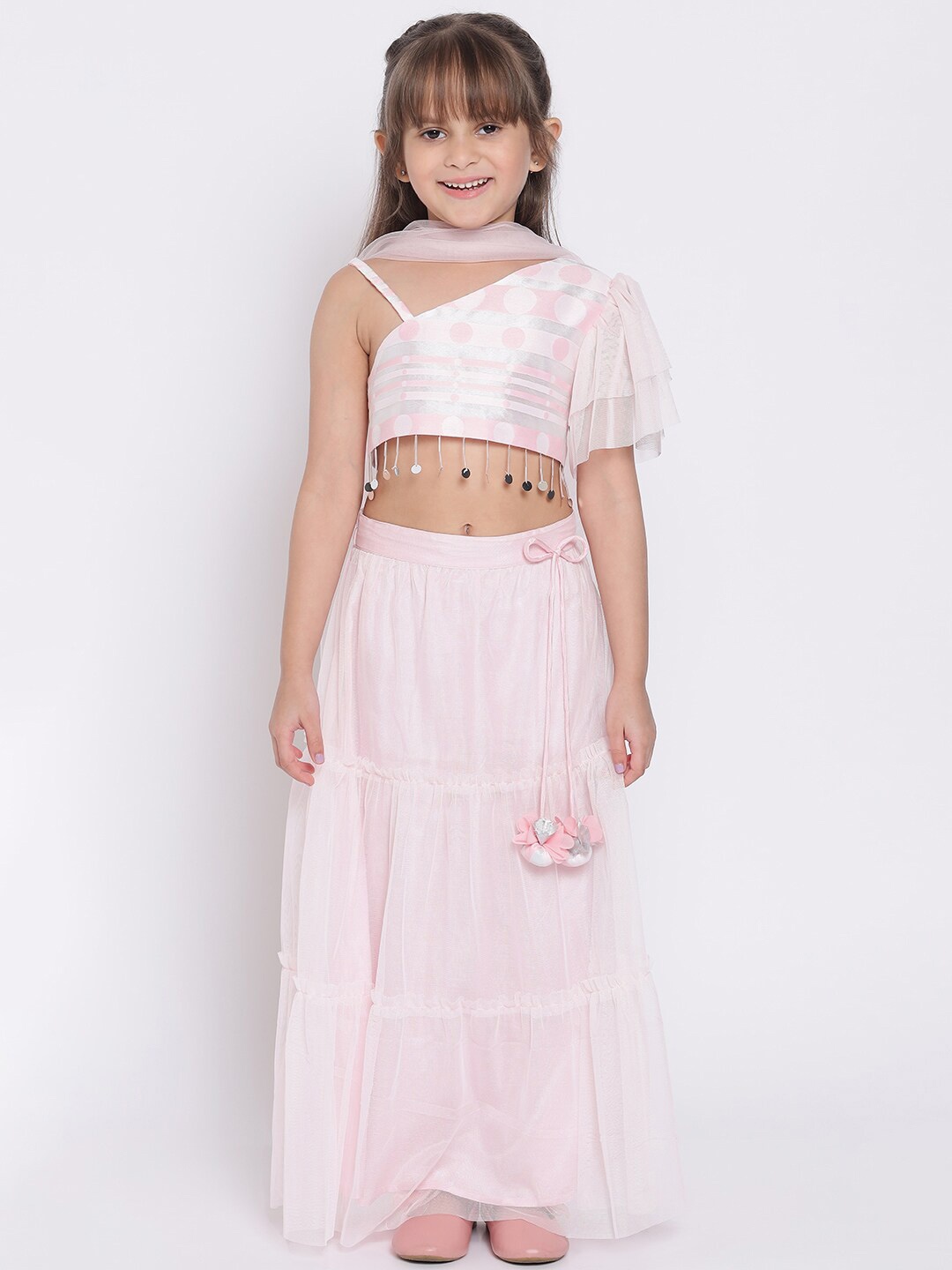 Nauti Nati Girls Pink & Silver-Toned Ready to Wear Lehenga & Blouse With Dupatta
Nauti Nati Girls Pink & Silver-Toned Ready to Wear Lehenga & Blouse With Dupatta