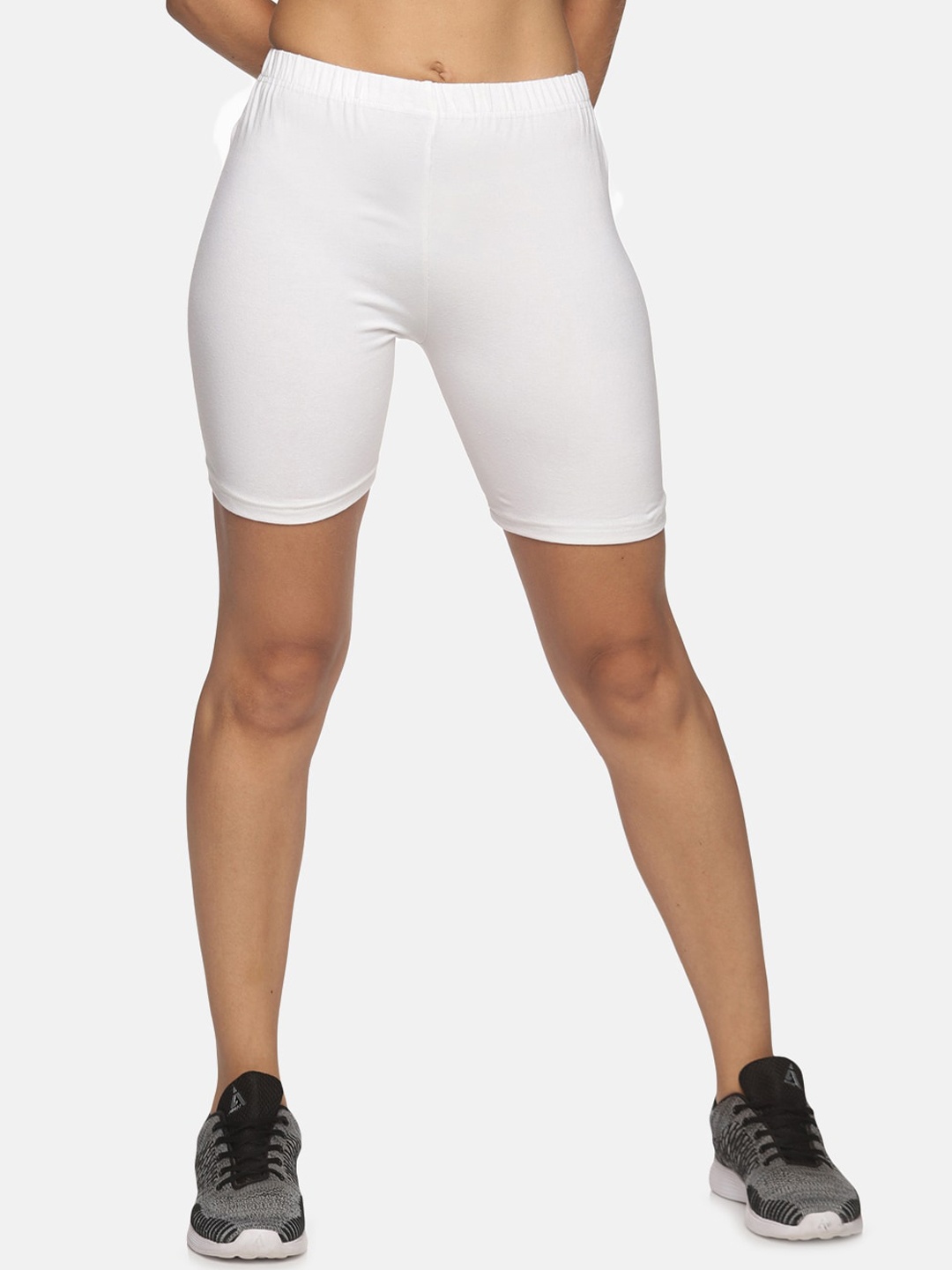 NOT YET by us Women White Slim Fit Outdoor Sports Shorts