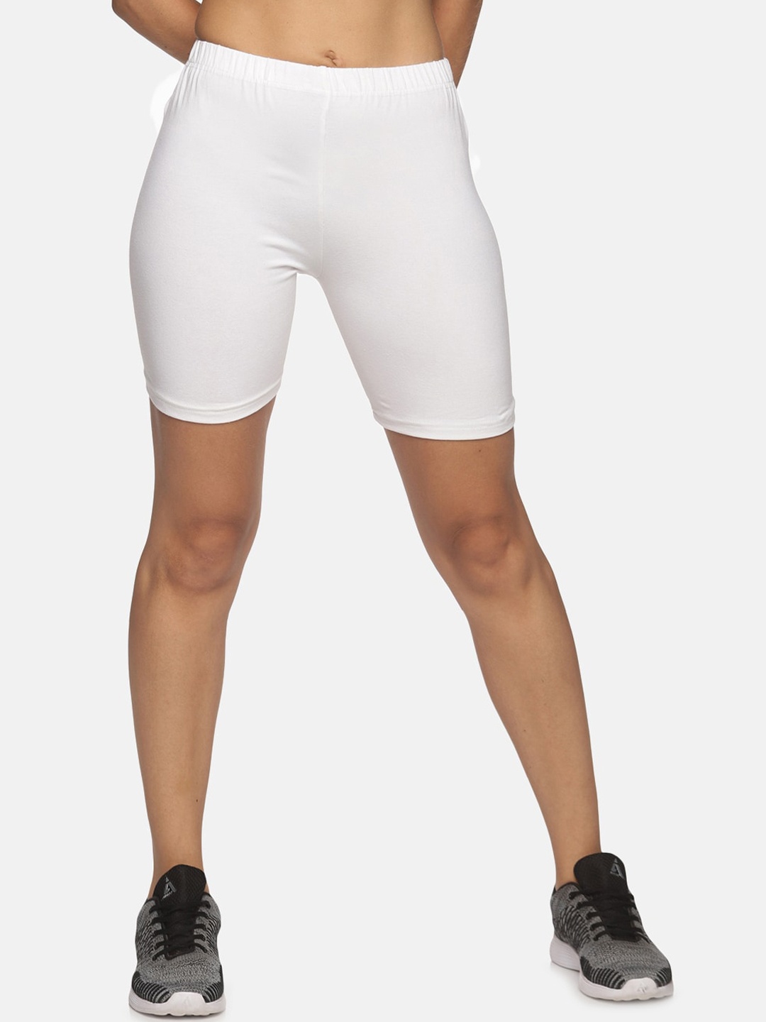 NOT YET by us Women White Slim Fit Outdoor Sports Shorts