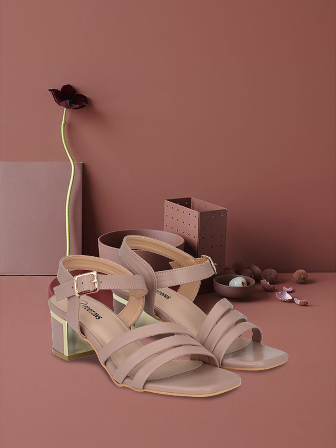 FOOTONS Women Beige Block Sandals