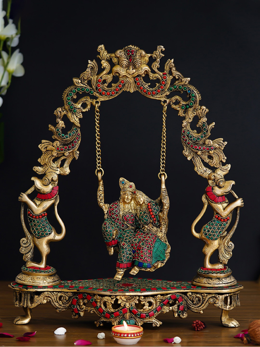 eCraftIndia Gold-Toned & Red Radha Krishna Idol Showpiece
eCraftIndia Gold-Toned & Red Radha Krishna Idol Showpiece