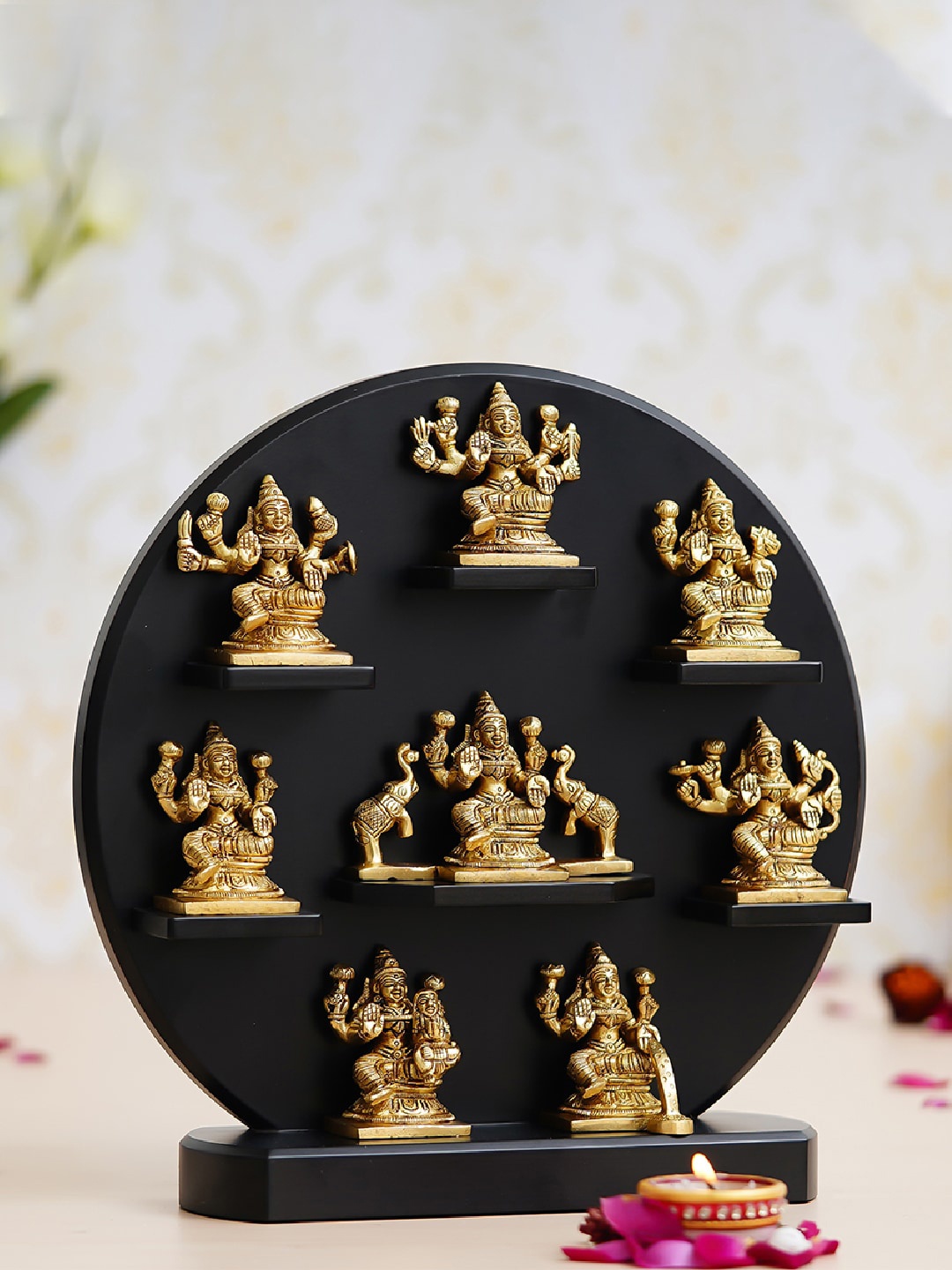 eCraftIndia Gold-Toned & Black 8 Avatars Of Goddess Laxmi Statues on Wooden Base Showpiece
eCraftIndia Gold-Toned & Black 8 Avatars Of Goddess Laxmi Statues on Wooden Base Showpiece