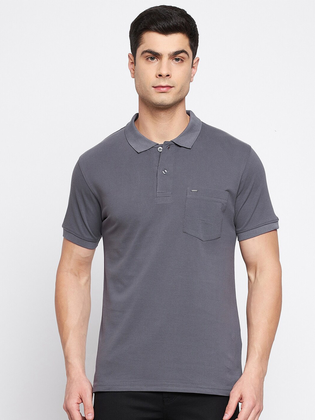 Okane Men Grey Polo Collar Cotton T-shirt
Okane Men Grey Polo Collar Cotton T-shirt