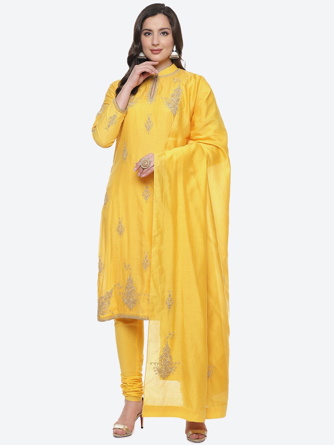 Biba by Rohit Bal by Rohit Bal Women Yellow Floral Printed Chanderi Silk Kurta with Churidar & Dupatta
Biba by Rohit Bal by Rohit Bal Women Yellow Floral Printed Chanderi Silk Kurta with Churidar & Dupatta