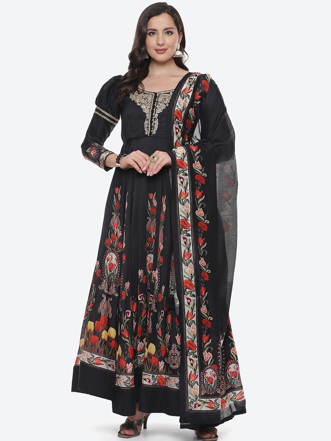 Biba by Rohit Bal by Rohit Bal Women Black Floral Printed Panelled Thread Work Chanderi Silk Kurta Set
Biba by Rohit Bal by Rohit Bal Women Black Floral Printed Panelled Thread Work Chanderi Silk Kurta Set