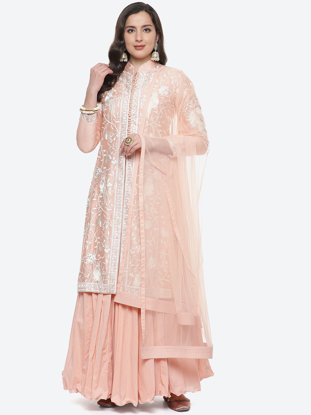 Biba by Rohit Bal Peach-Coloured Ethnic Motifs Printed Layered Chanderi Silk Kurta Set
Biba by Rohit Bal Peach-Coloured Ethnic Motifs Printed Layered Chanderi Silk Kurta Set