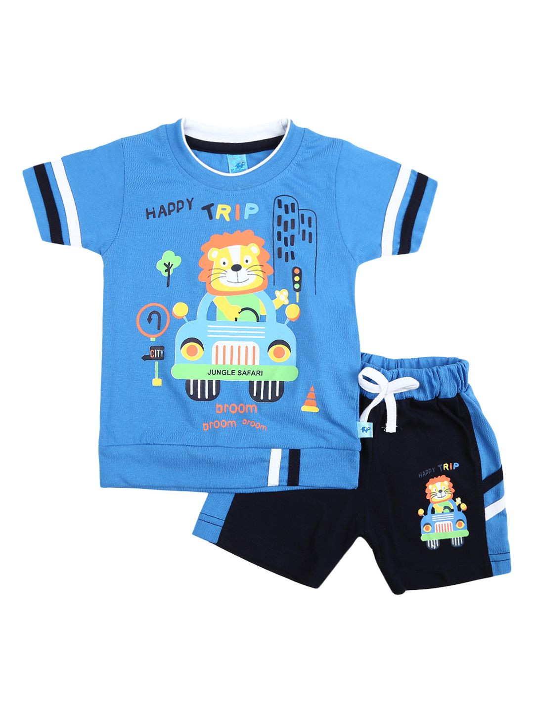 V-Mart Unisex Kids Printed Pure Cotton T-shirt with Shorts, Blue 
V-Mart Unisex Kids Printed Pure Cotton T-shirt with Shorts, Blue