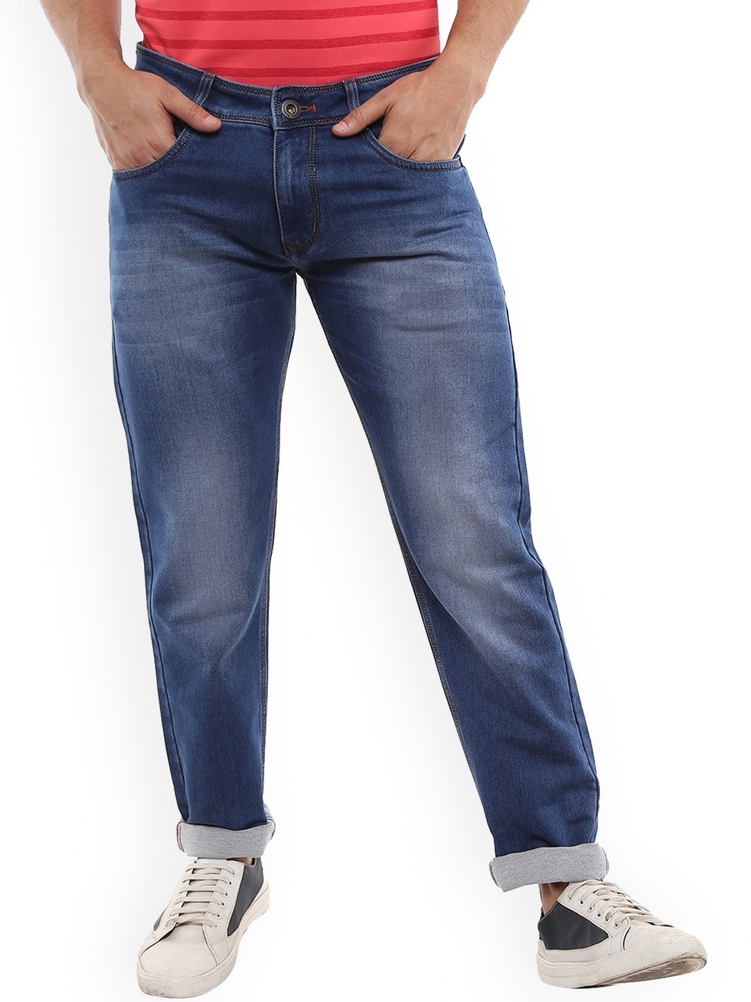 V-Mart Men Blue Classic Slim Fit Light Fade Cotton Jeans