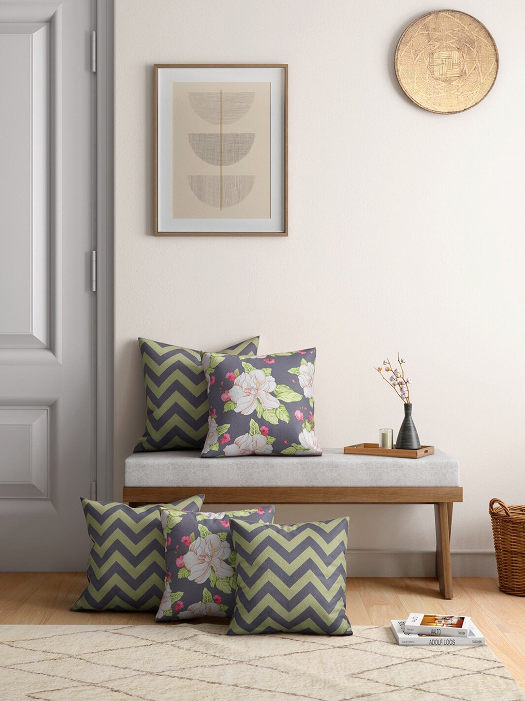 India Circus by Krsnaa Mehta Set of 5 Blue & Grey Floral Satin Square Cushion Covers
India Circus by Krsnaa Mehta Set of 5 Blue & Grey Floral Satin Square Cushion Covers