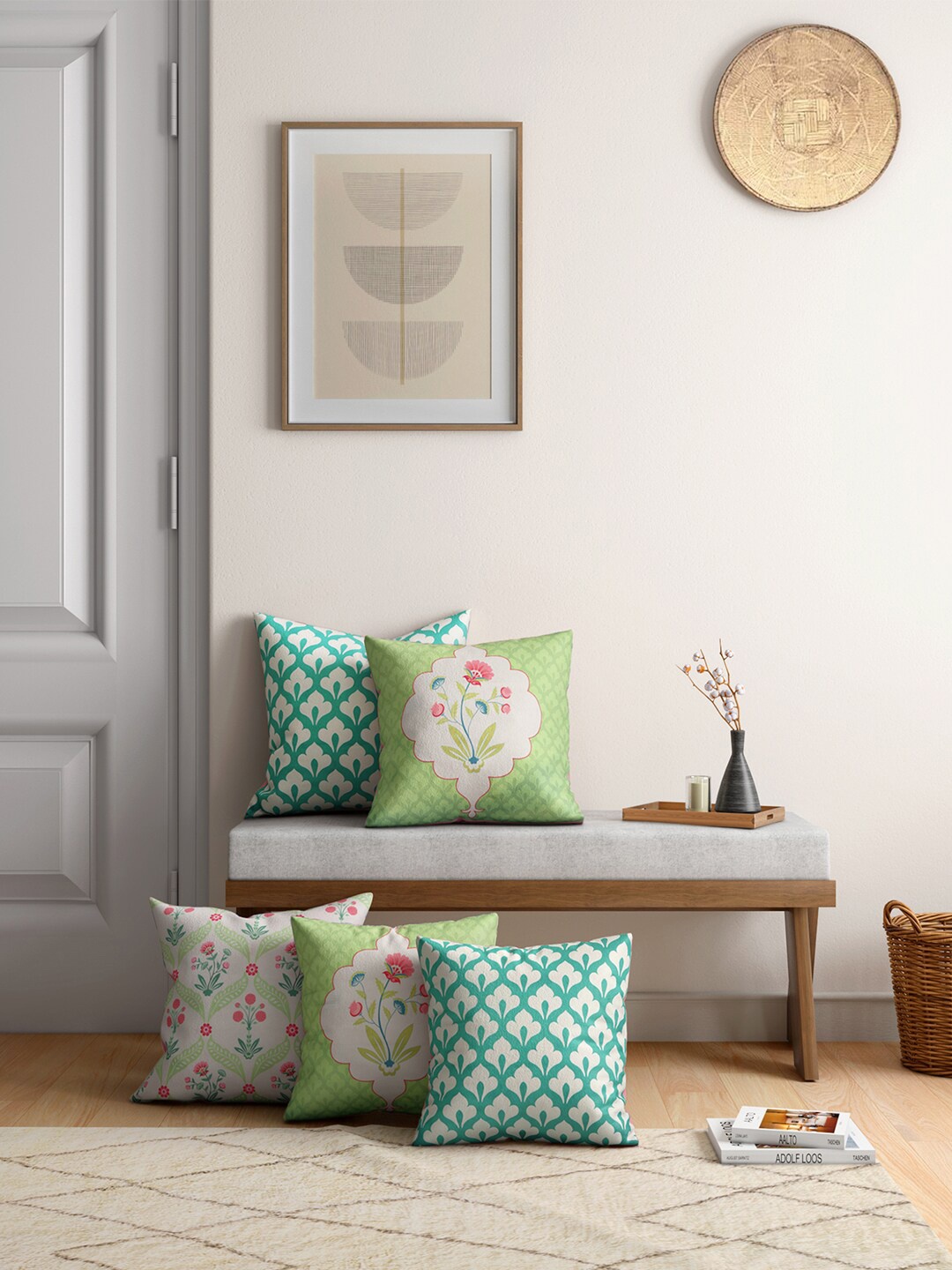 India Circus by Krsnaa Mehta Multicoloured Set of 5 Floral Satin Square Cushion Covers, Multi
India Circus by Krsnaa Mehta Multicoloured Set of 5 Floral Satin Square Cushion Covers, Multi