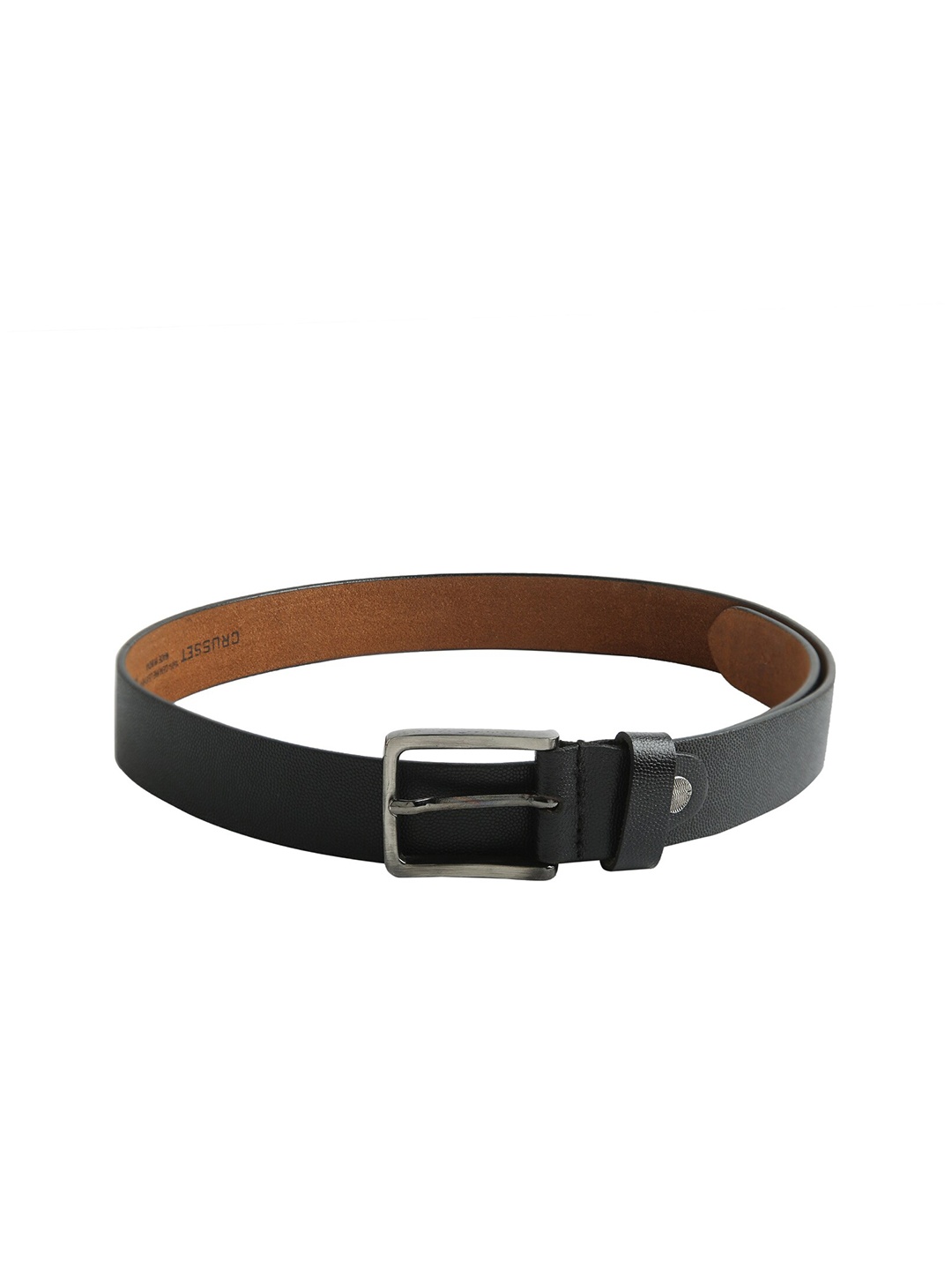 CRUSSET Men Black Leather Belt