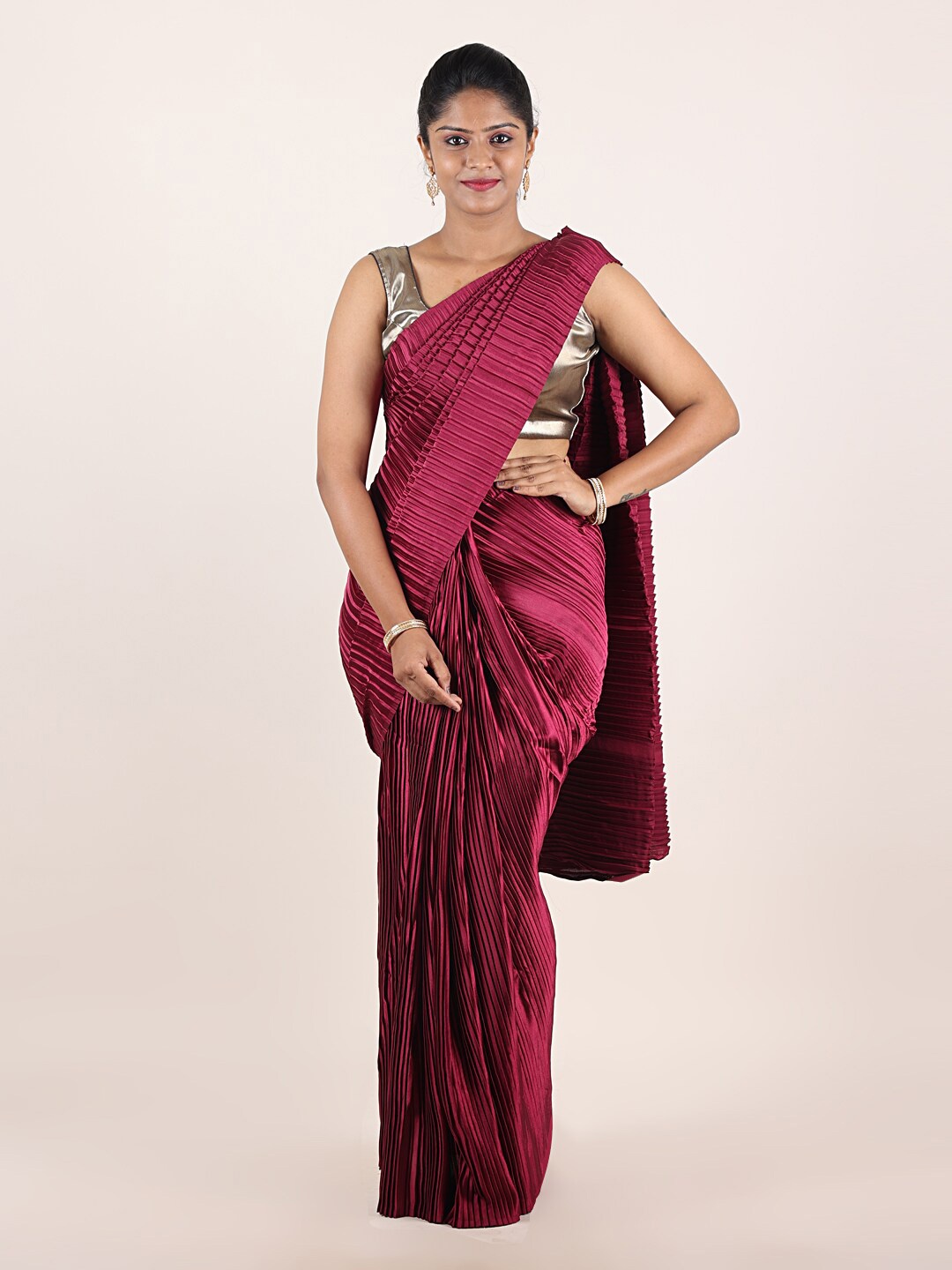 Pothys Purple Satin Saree