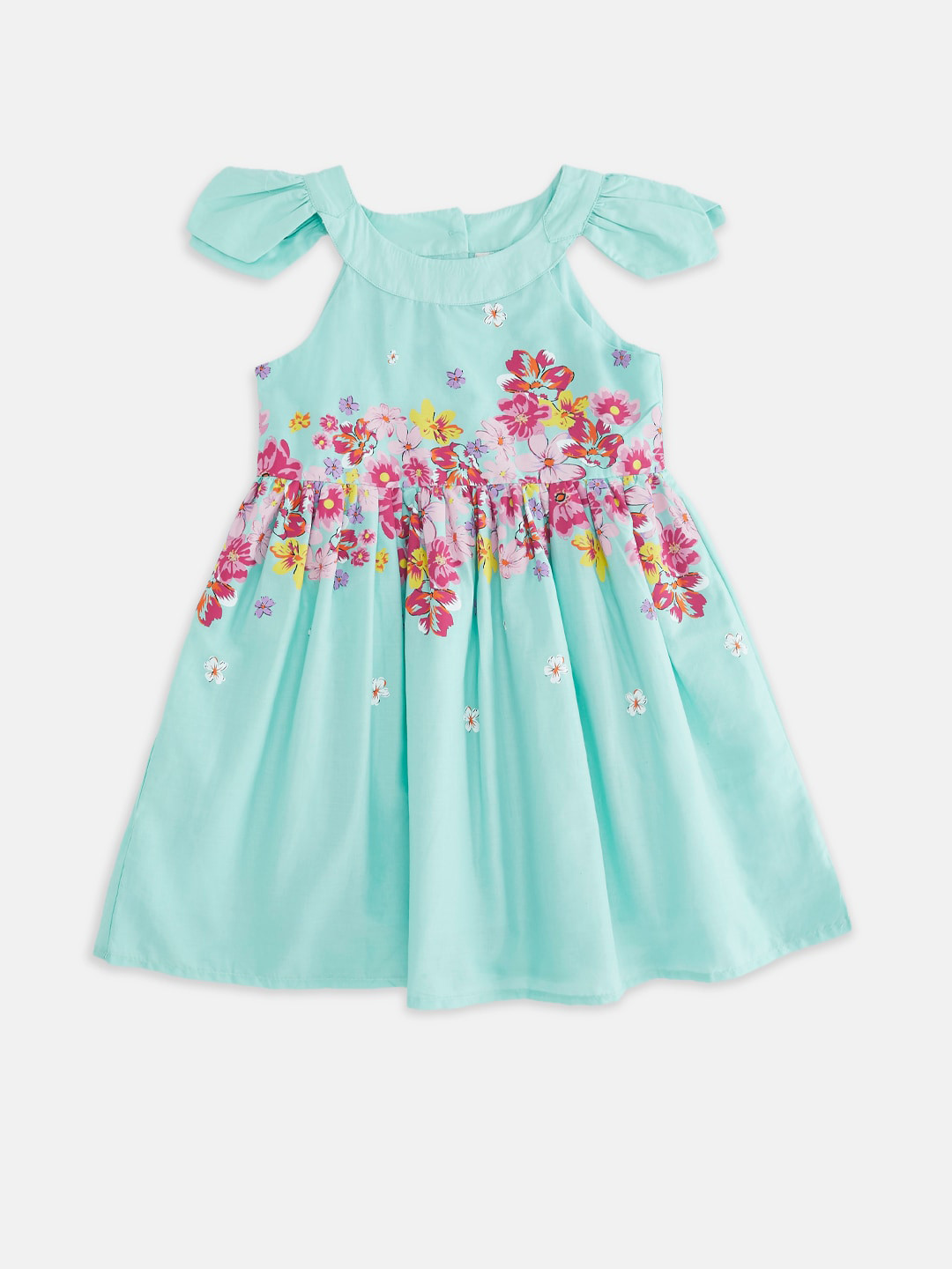 Pantaloons Junior Girls Sea Green & Pink Floral A-Line Dress 
Pantaloons Junior Girls Sea Green & Pink Floral A-Line Dress