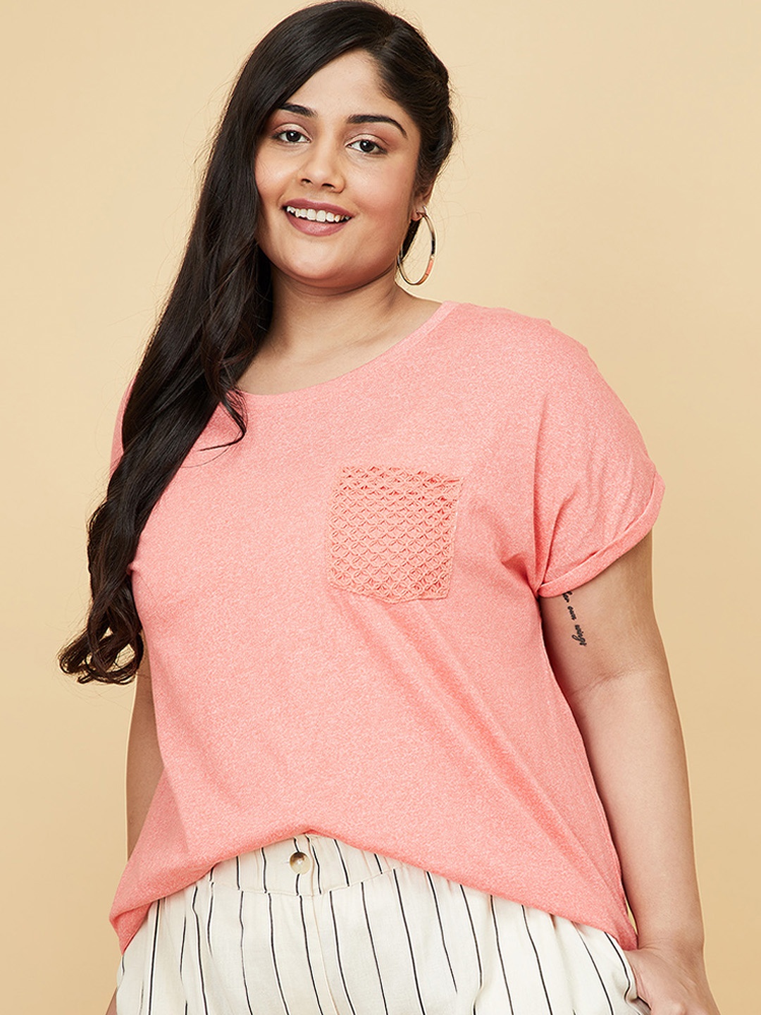 max Plus Size Women Coral T-shirt