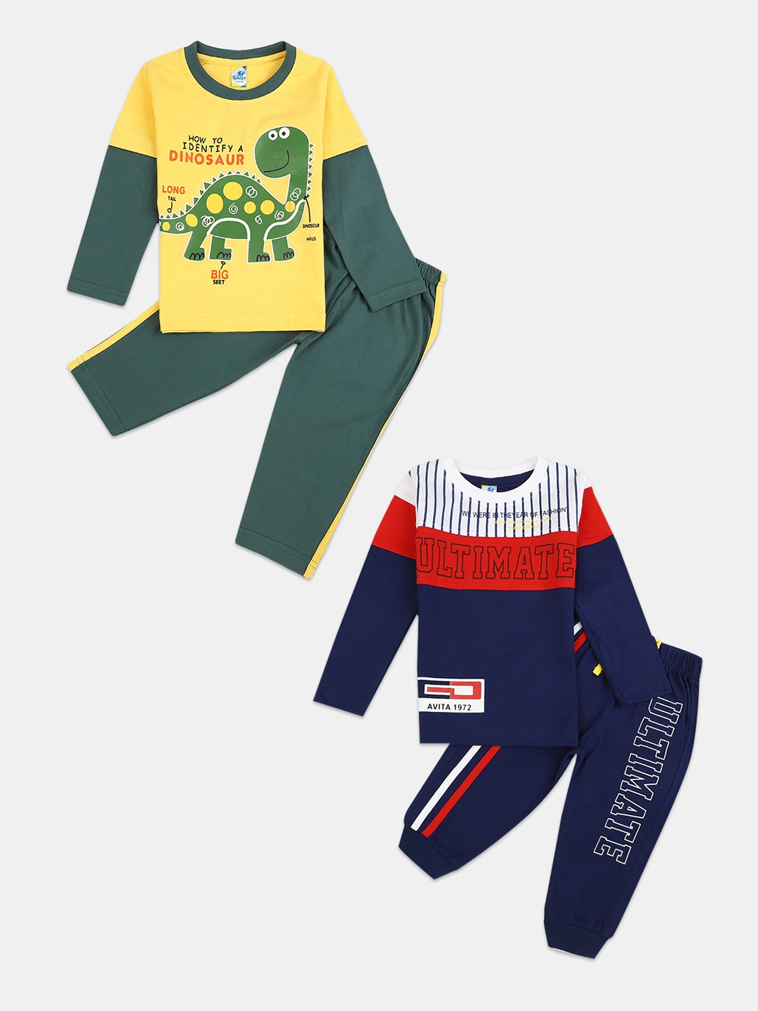 V-Mart Unisex Kids Yellow Printed T-shirt with Shorts