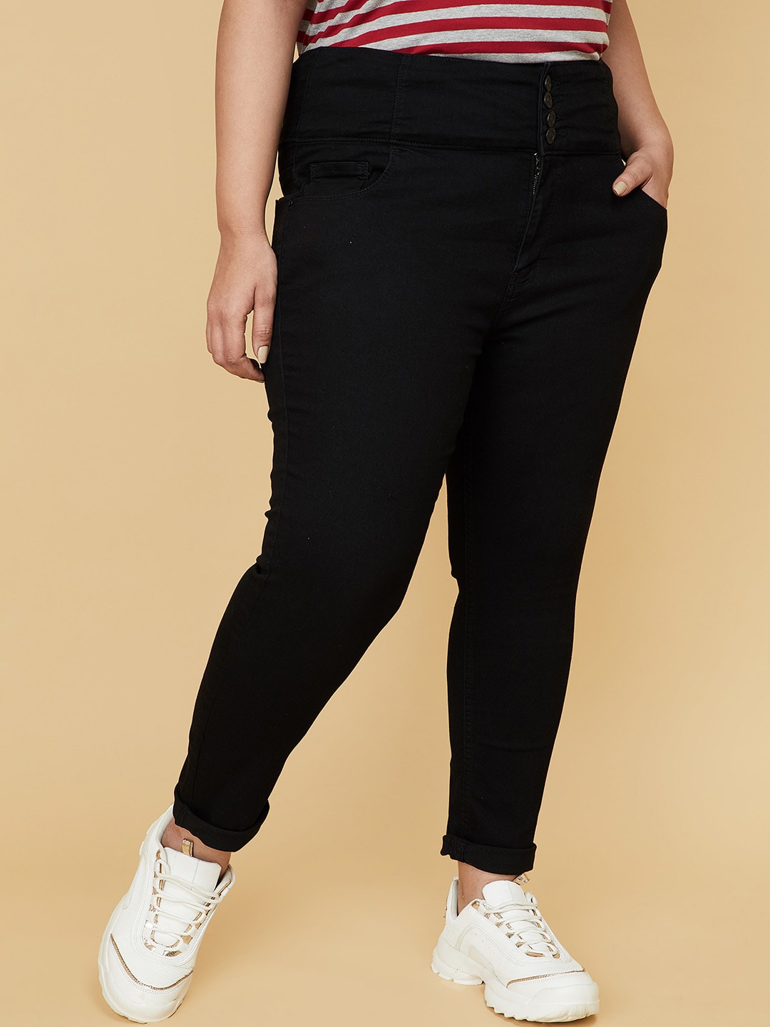 max Women Plus Size Black Jeans