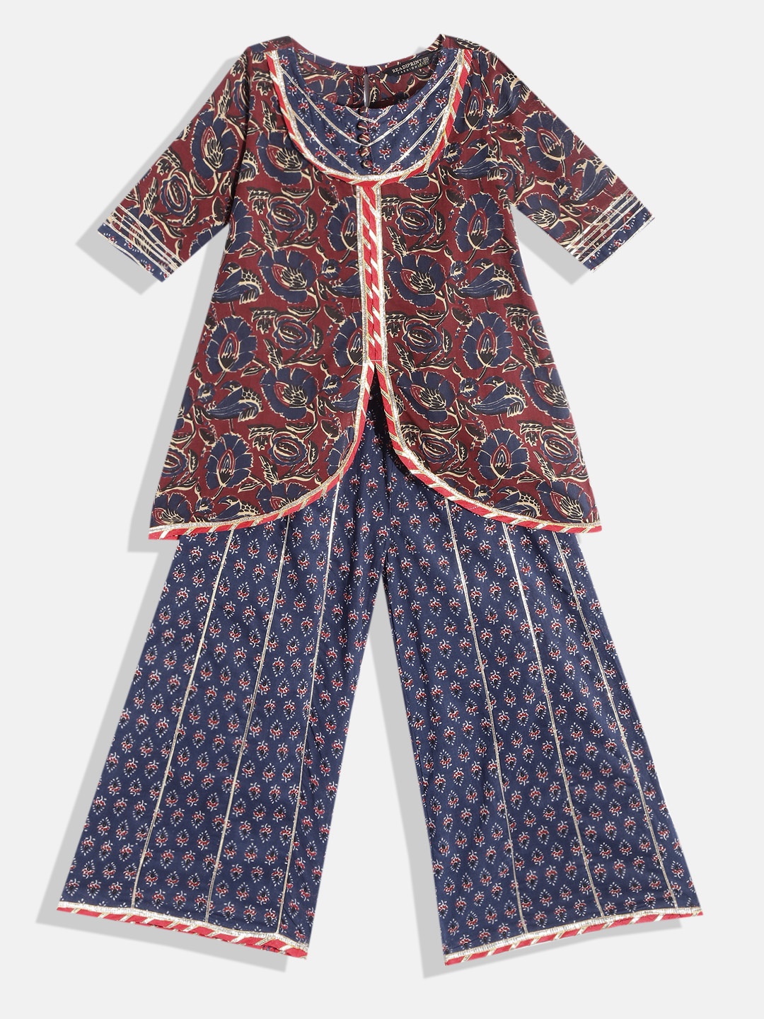 Readiprint Fashions Girls Maroon Floral Printed Gotta Patti Pure Cotton Kurta with Palazzos
Readiprint Fashions Girls Maroon Floral Printed Gotta Patti Pure Cotton Kurta with Palazzos