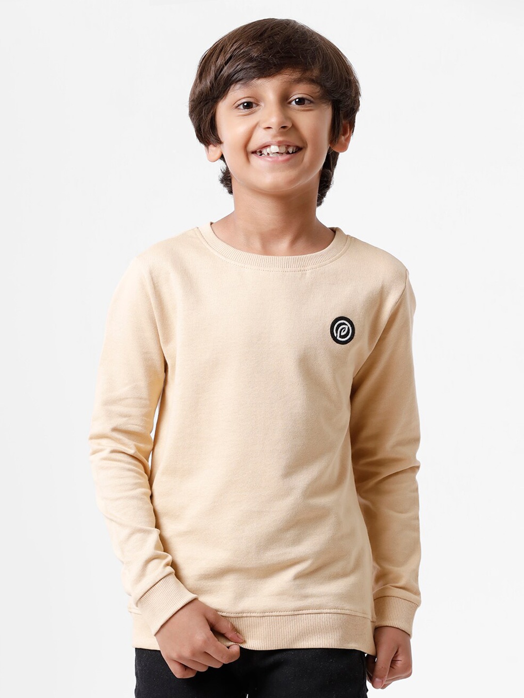 PIPIN Boys Cream-Coloured Cotton Sweatshirt