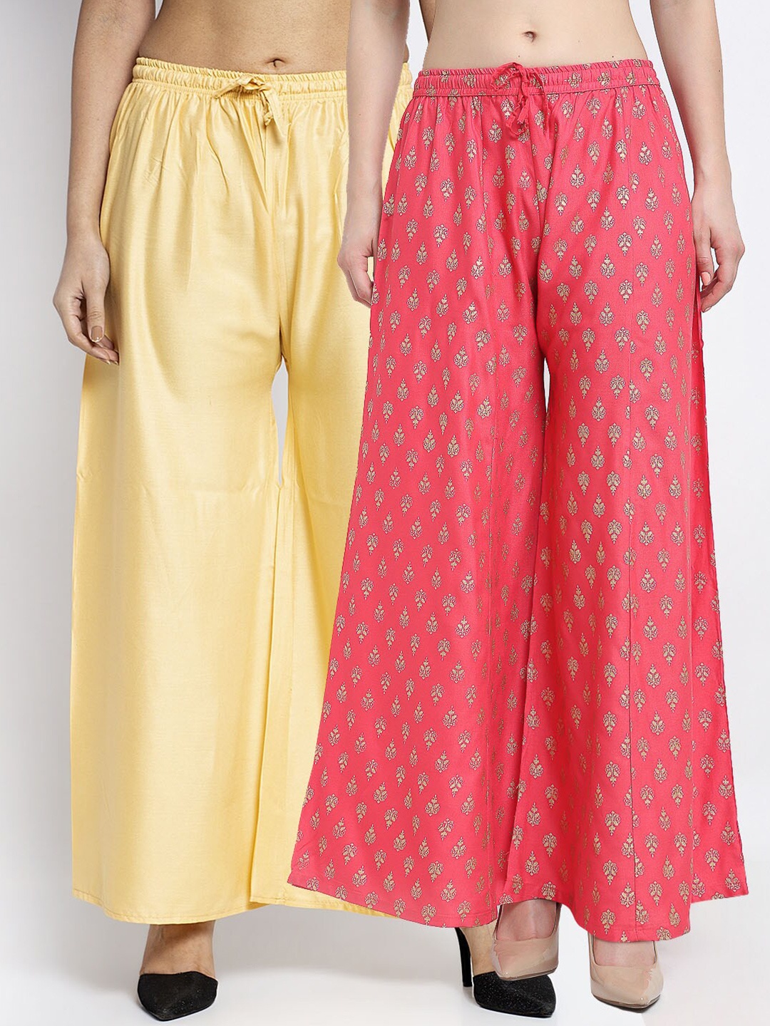 Jinfo Women Pack Of 2 Beige & Orange Ethnic Motifs Printed Flared Knitted Ethnic Palazzos
Jinfo Women Pack Of 2 Beige & Orange Ethnic Motifs Printed Flared Knitted Ethnic Palazzos