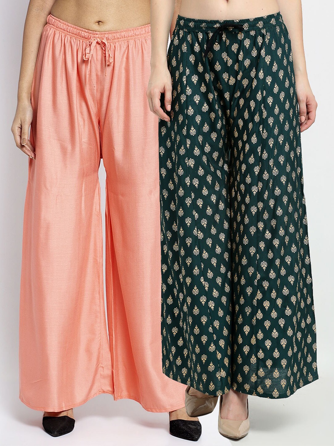 Jinfo Women Set Of 2 Peach-Coloured & Green Ethnic Motifs Printed Ethnic Palazzos
Jinfo Women Set Of 2 Peach-Coloured & Green Ethnic Motifs Printed Ethnic Palazzos