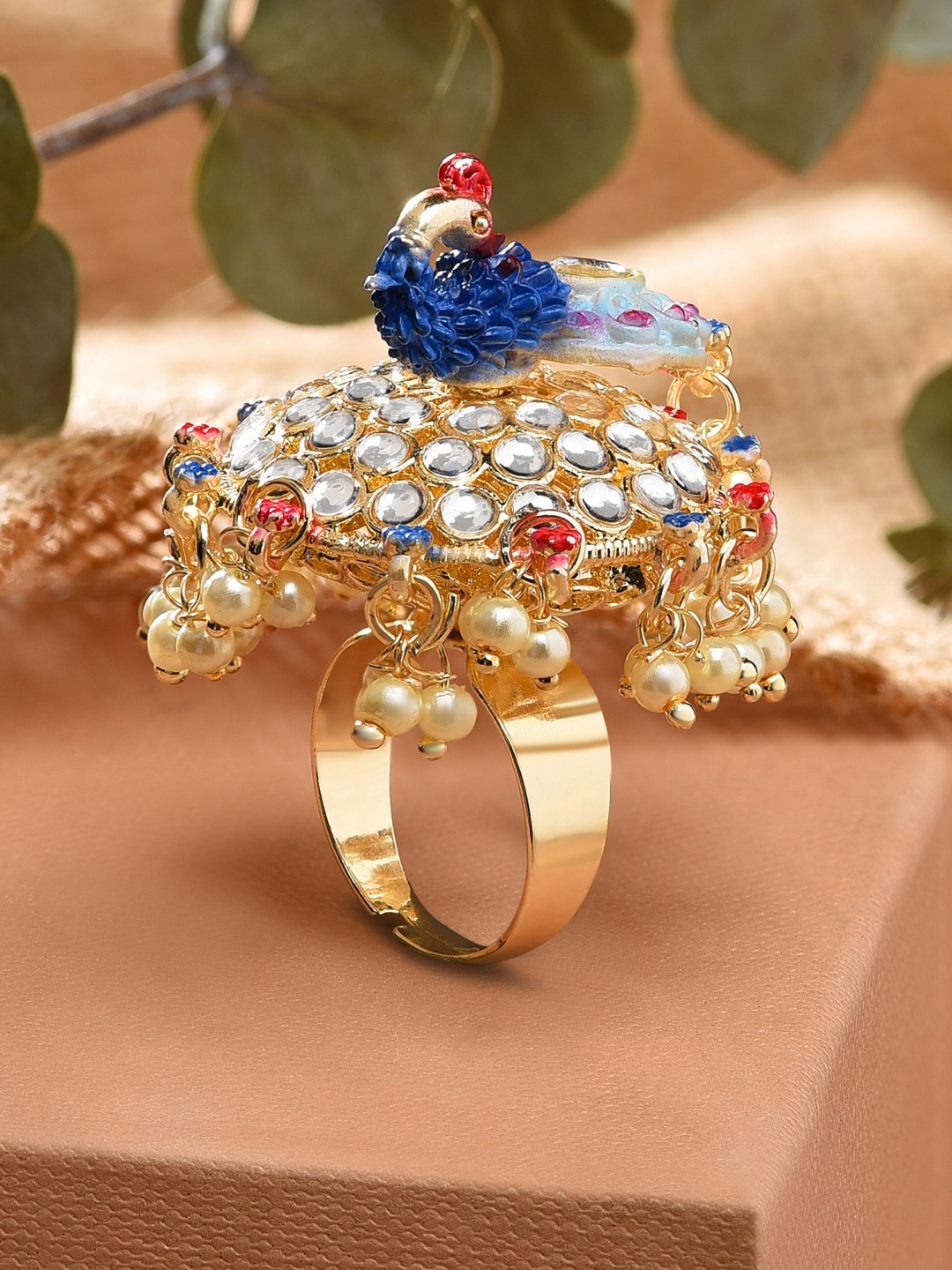 Zaveri Pearls Gold-Plated Blue & White Kundan Studded Meenakari Adjustable Finger Ring, Multi
Zaveri Pearls Gold-Plated Blue & White Kundan Studded Meenakari Adjustable Finger Ring, Multi