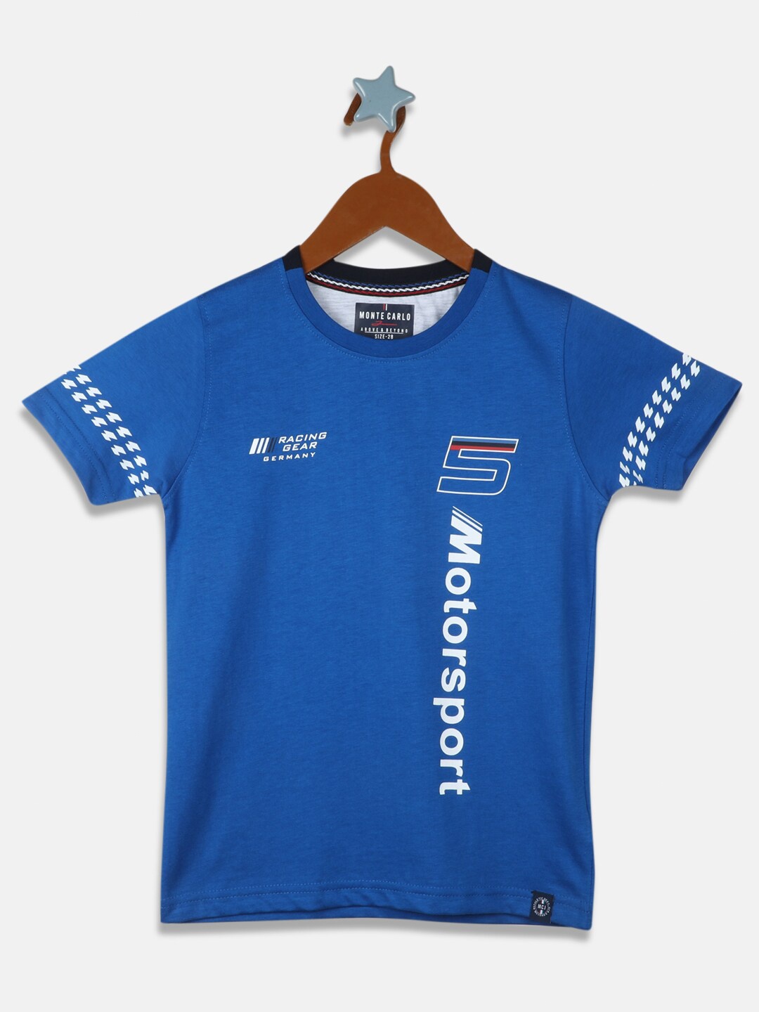 Monte Carlo Boys Blue & White Typography Printed T-shirt