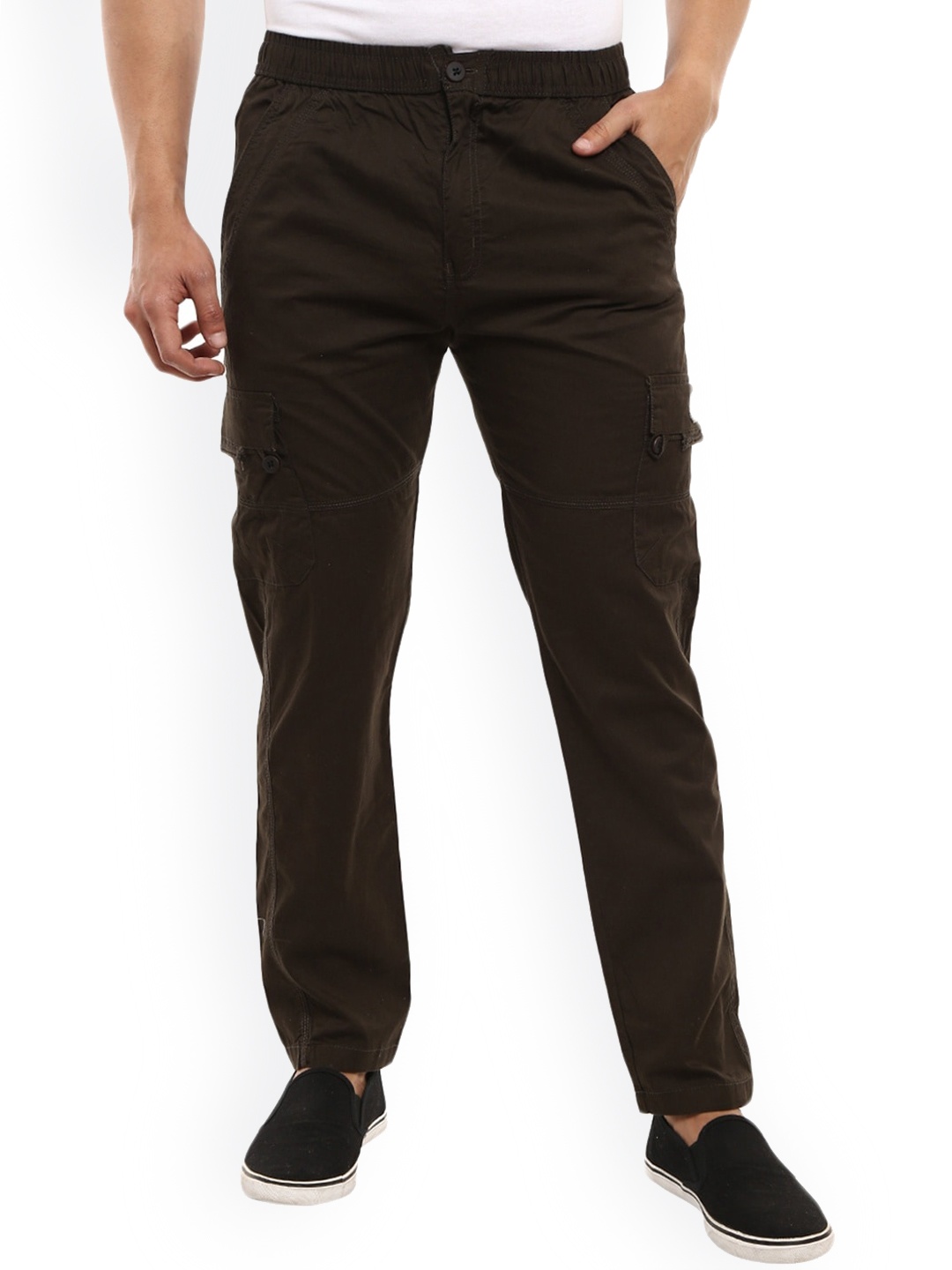 V-Mart Men Brown Solid Cotton Track Pant