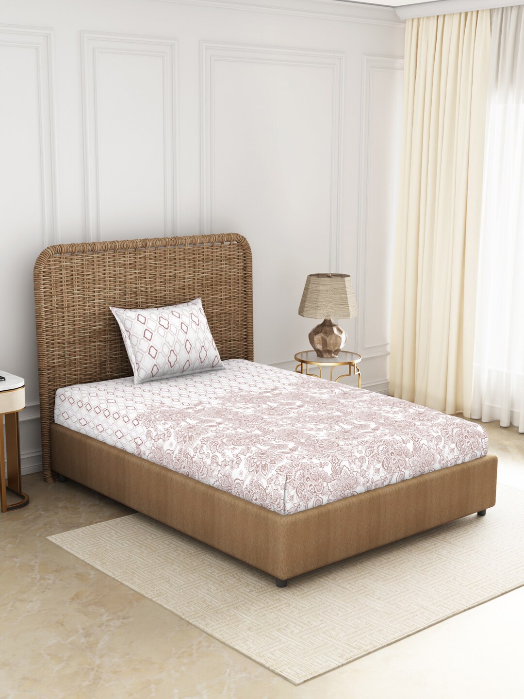 SPACES Red & Cream Ethnic Motifs 144TC Single Cotton Anti-Viral Bedsheet &1 Pillow Covers
SPACES Red & Cream Ethnic Motifs 144TC Single Cotton Anti-Viral Bedsheet &1 Pillow Covers
