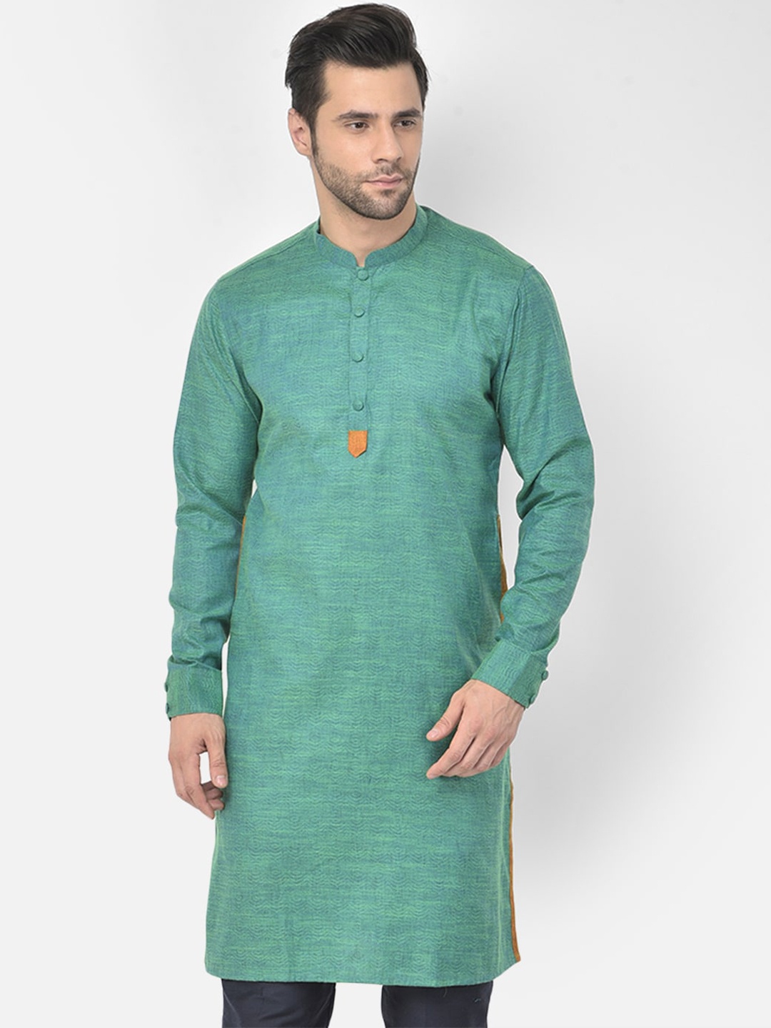 DEYANN Men Green Kurta