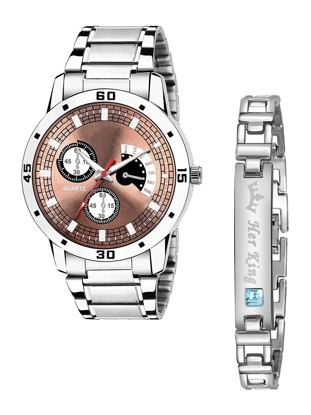 ZANQUES Men Brass Dial & Stainless Steel Bracelet Style Straps Analogue Watch KJR_64_J064, Brown
ZANQUES Men Brass Dial & Stainless Steel Bracelet Style Straps Analogue Watch KJR_64_J064, Brown