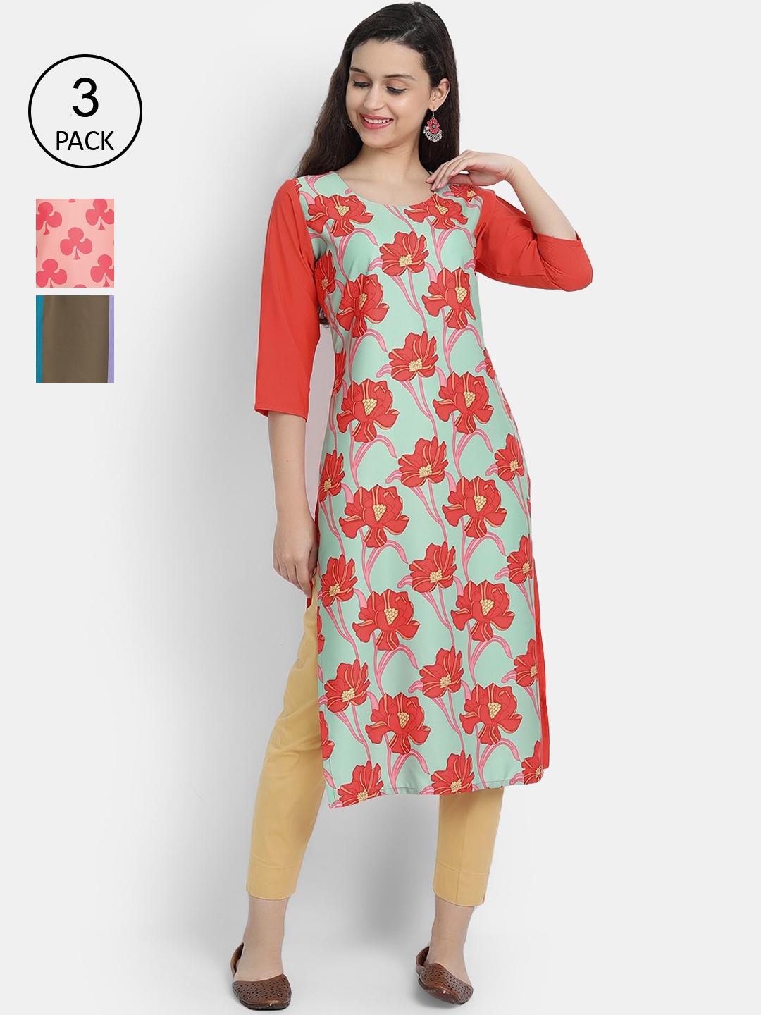 Ethnic basket Women Multicoloured Floral Printed Cold-Shoulder Sleeves Mirror Work Crepe Kurta, Multi
Ethnic basket Women Multicoloured Floral Printed Cold-Shoulder Sleeves Mirror Work Crepe Kurta, Multi