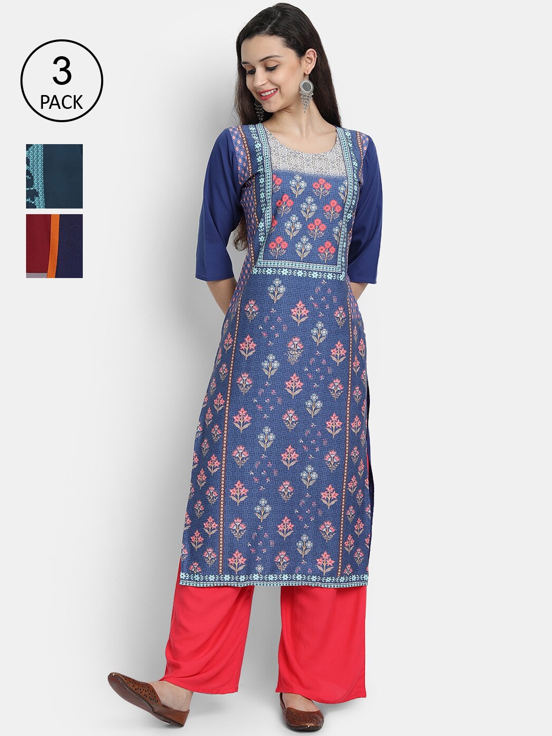 Ethnic basket Women Multicoloured Set Of 3 Ethnic Motifs Printed Crepe Kurta, Multi
Ethnic basket Women Multicoloured Set Of 3 Ethnic Motifs Printed Crepe Kurta, Multi