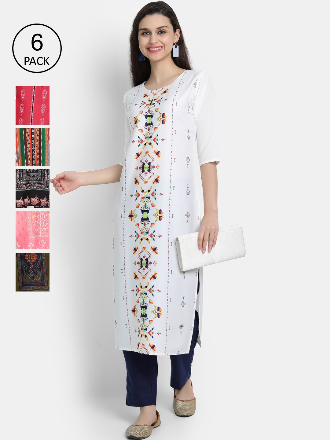 Ethnic basket Women Multicoloured Ethnic Motifs Printed Thread Work Crepe Kurta, Multi
Ethnic basket Women Multicoloured Ethnic Motifs Printed Thread Work Crepe Kurta, Multi